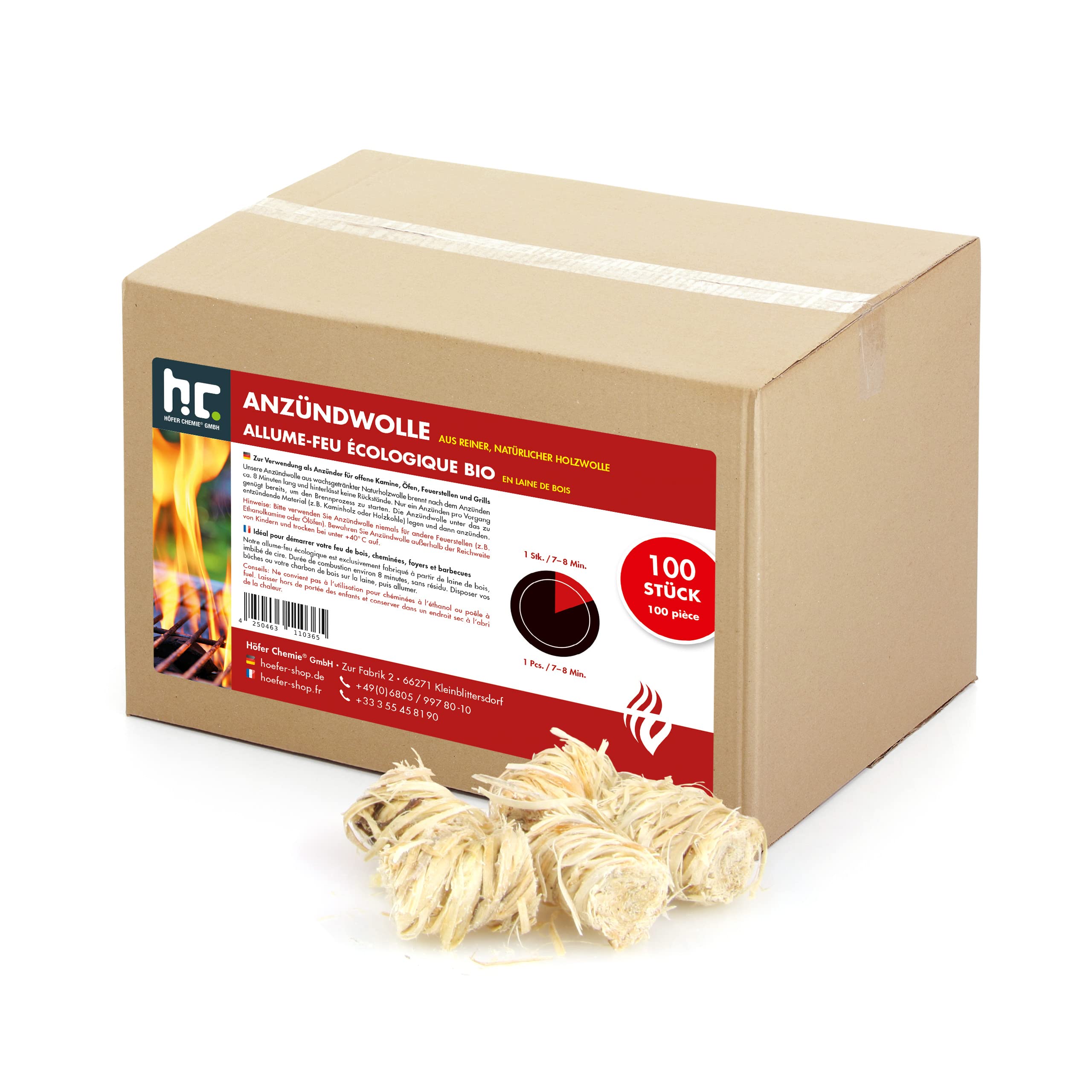 FLAMBIOL Anzündwolle – 100 Stück – formaldehydfrei & nässeunempfindlich – wachsgetränkte Naturholzwolle für Kamin, Ofen & Grill – saubere, rückstandsarme Brenndauer 8-10 Min. 100 Stk. Angebot bei HelloDeals