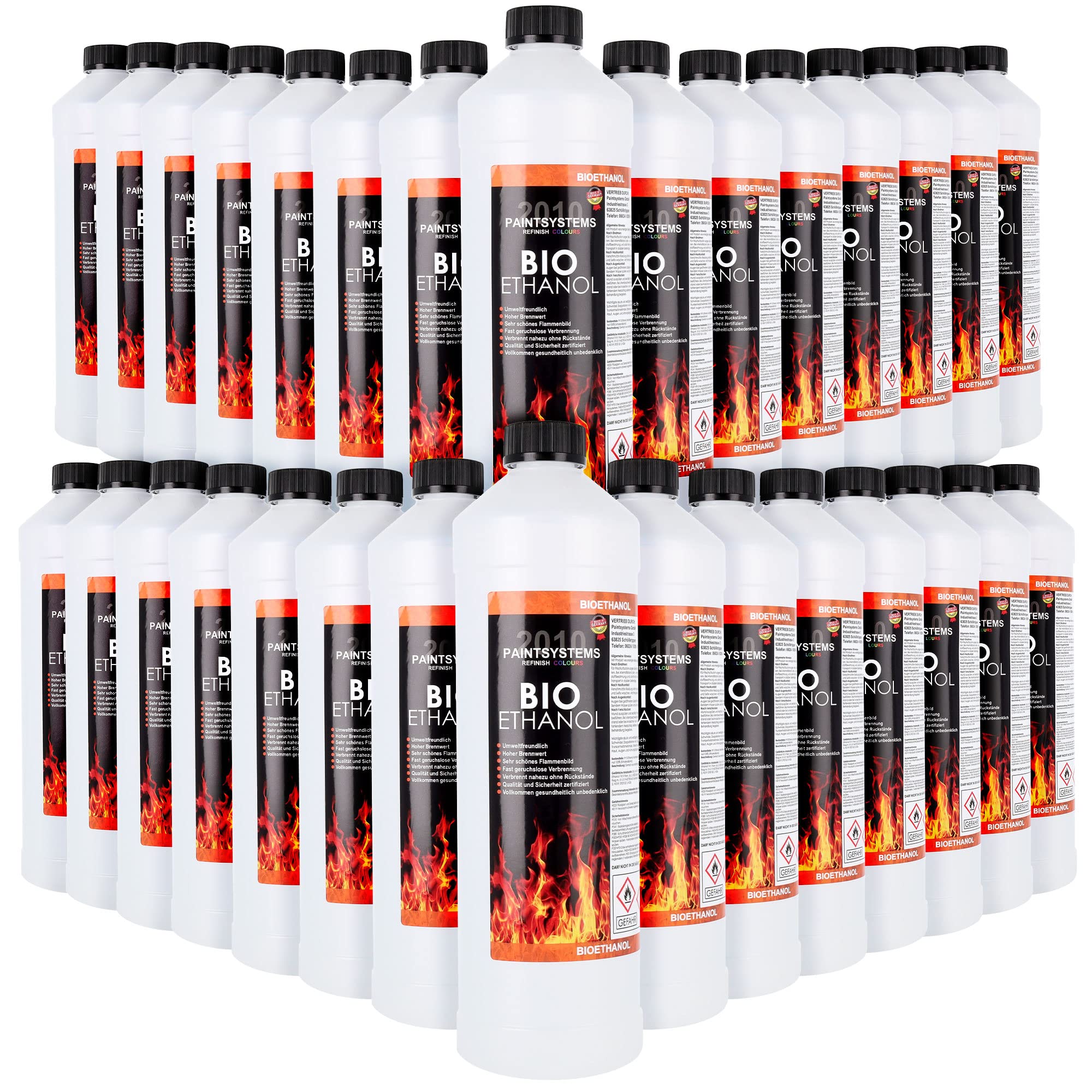 Bio Alkohol 100% 30 x 1 Liter - BIOETHANOL für Alkohol-Kamine, Tischfeuer, Ethanolkamine, Alkoholbrenner, Terrassenfeuer, Raumfeuer, Standfeuer oder Gartenfeuer Angebot bei HelloDeals