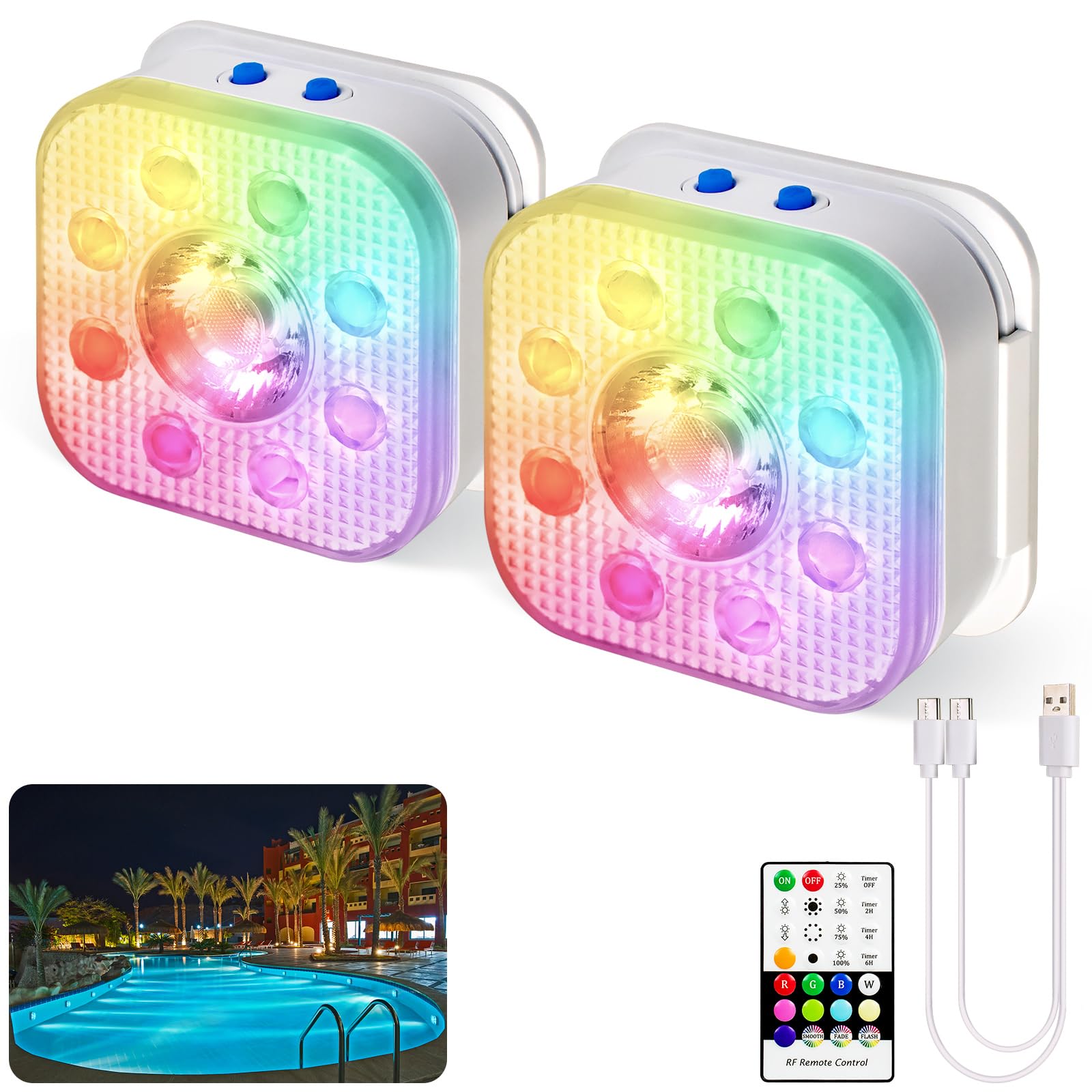 HL Unterwasser Licht mit Fernbedienung,RGB LED Schwimmende Poolbeleuchtung, Pool Magnetic Beleuchtung, Pool lichter für Schwimmbad,Teichbeleuchtung, Brunnen, Teich, Aquarium, Party Deko,2 Stück Angebot bei HelloDeals