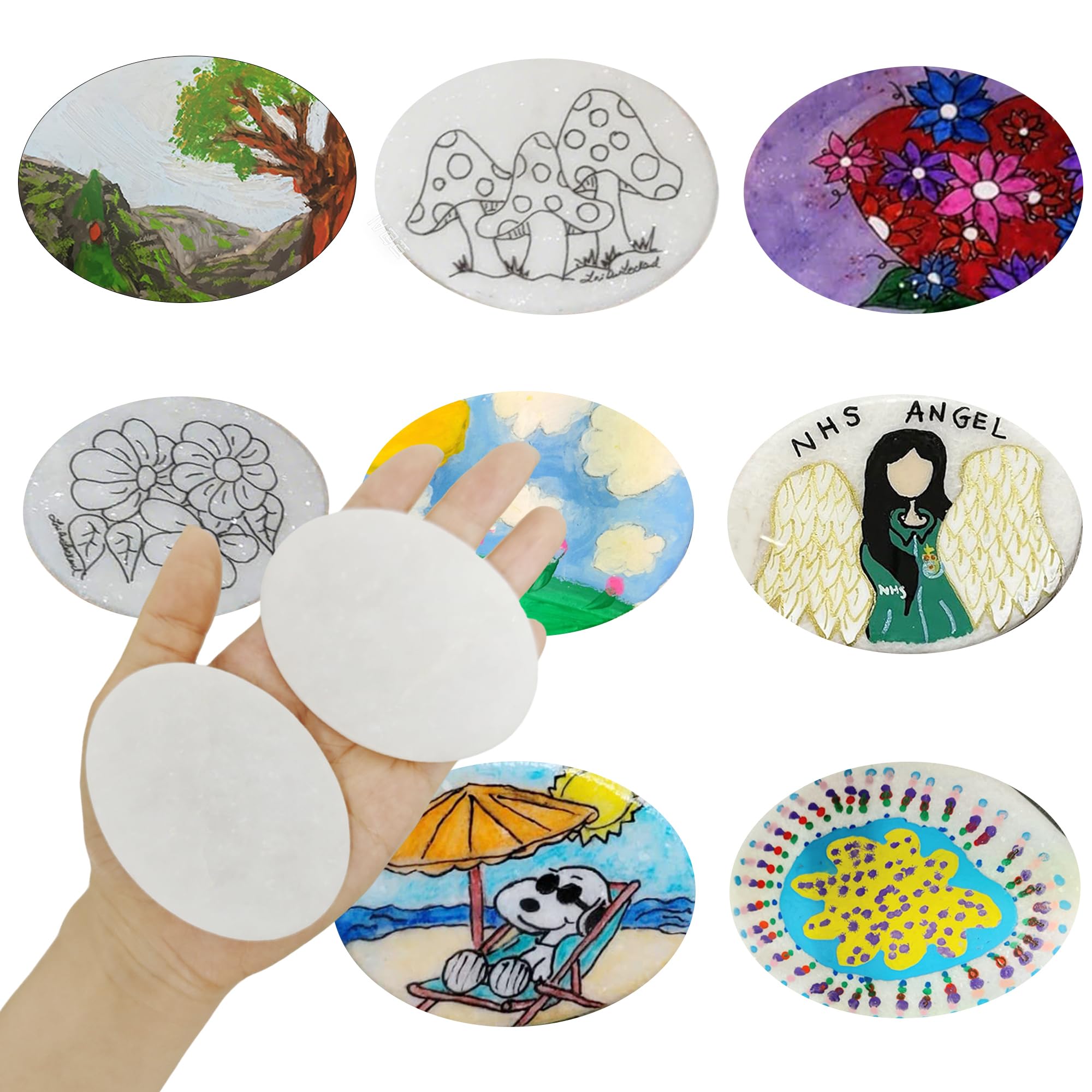 10 Stück Flache Steine zum Bemalen, 6-8cm weiß Glatte Große Kieselsteine, Dekosteine Naturstein,Natürlicher Flussstein für Mandala Bemalen Weiß 10 Angebot bei HelloDeals