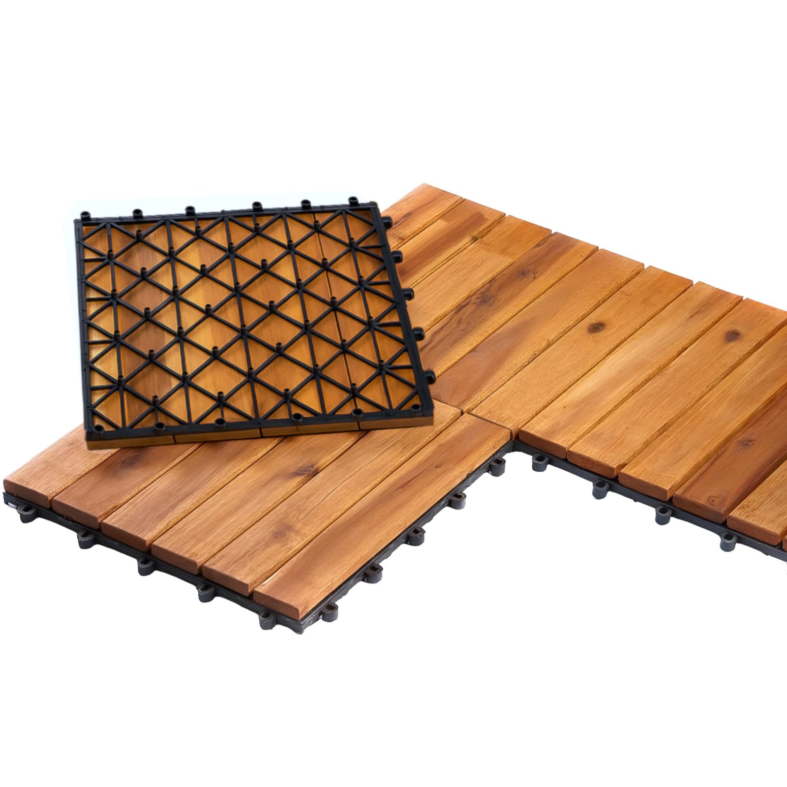 BURI 3qm Holzfliesen Balkonfliesen Holz Fliesen 30x30 cm - Balkonboden wetterfest aus Akazienholz - Terrassenfliesen mit Klicksystem für Terrasse Balkon (33 Stück = 3m²) Angebot bei HelloDeals