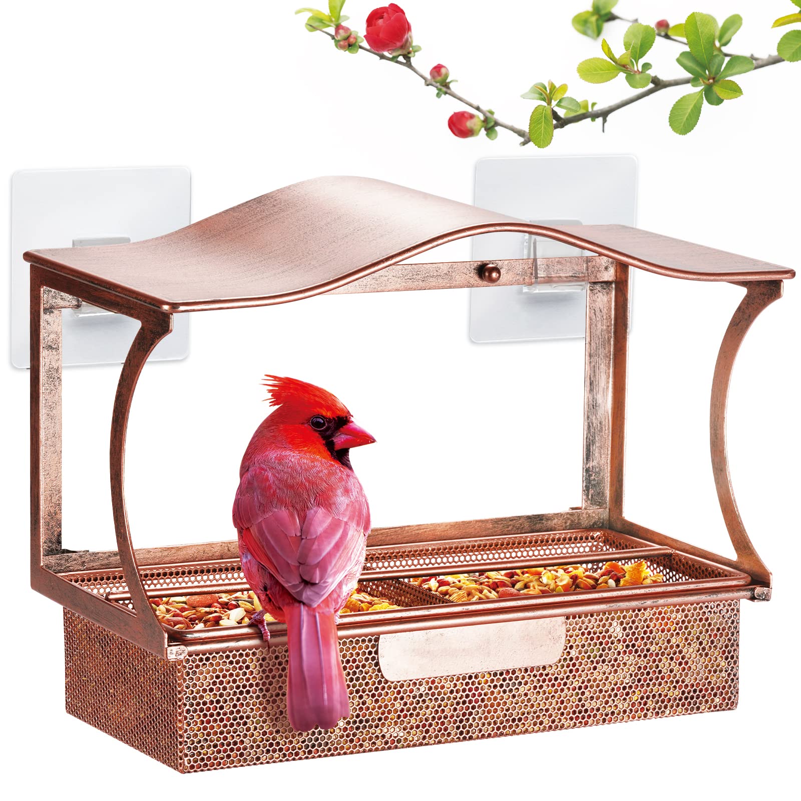 Fenster vogelfutterhaus, Rostschutz Metall Vogelfutterspender, Vogelhaus Fensterscheibe mit 4 ultrastarke Saugnäpfen, wildvogelfutter Futterhaus für Vögel, Balkon Angebot bei HelloDeals