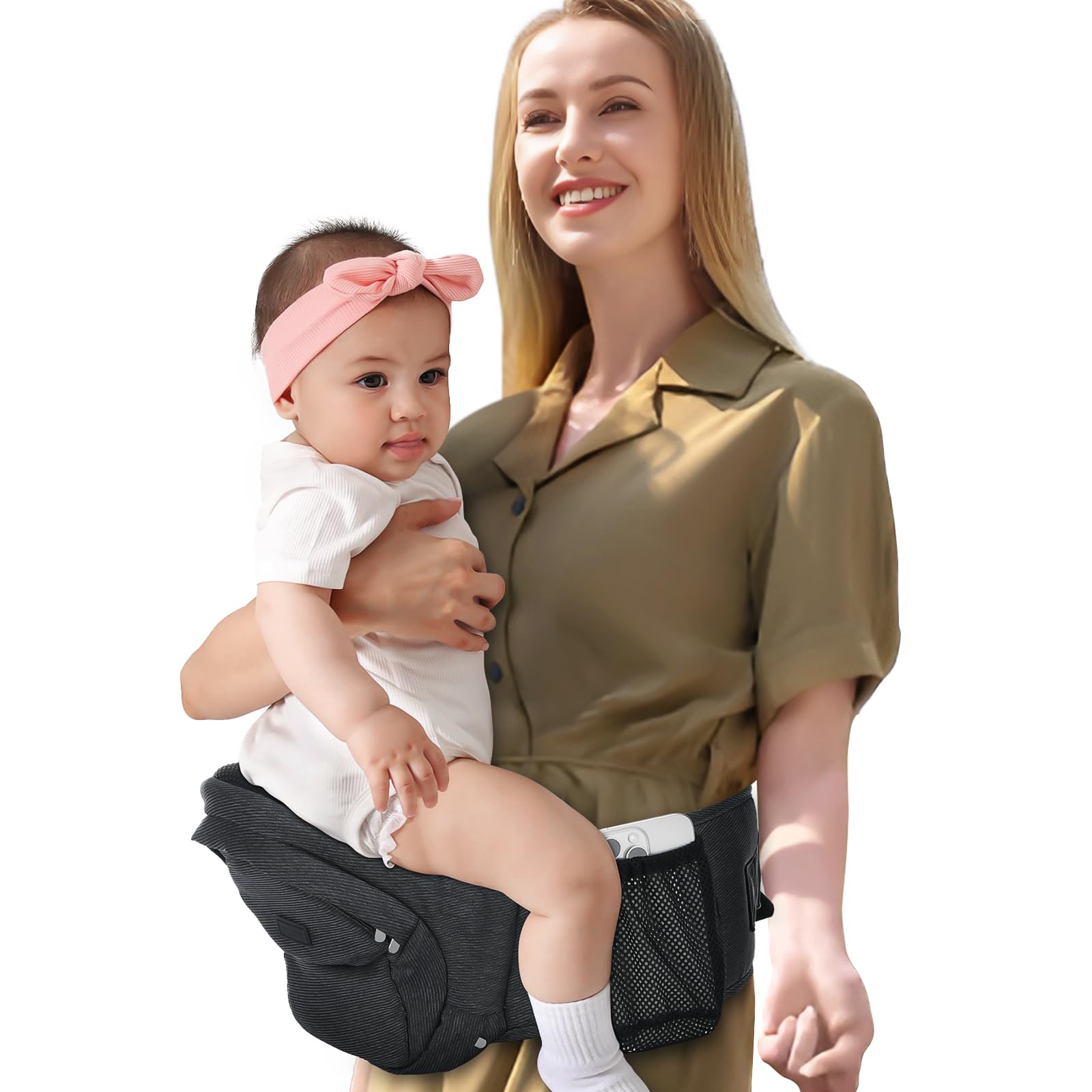 Hüftsitz Babytrage Ergonomische Hüfttrage Kindertrage mit Verstellbarem Hüftgurt 3D Anti-Rutsch-Sitz & diversen Taschen Ideal Hüftsitz Baby für Neugeborene bis Keinkind Hüfttrage Angebot bei HelloDeals
