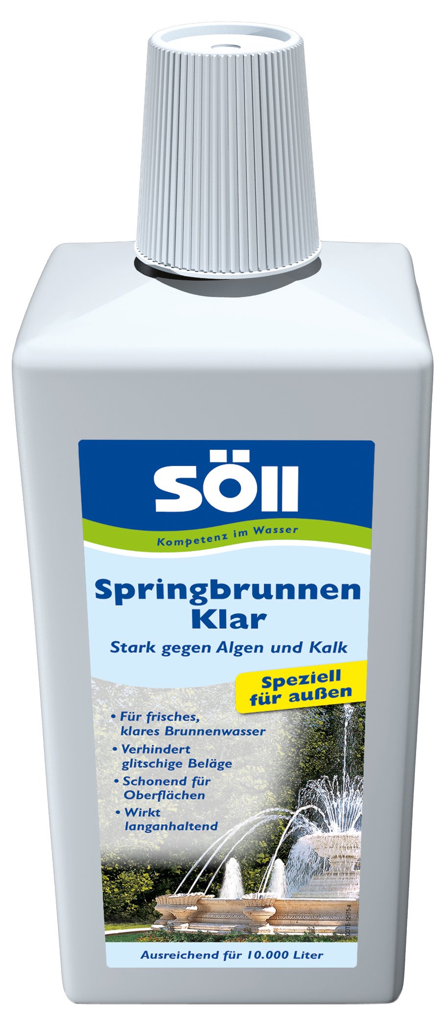 Söll 80694 SpringbrunnenKlar, 1 l (für 10.000 l) - Springbrunnenreiniger speziell für außen/gegen Algen und Kalk/für Brunnen Dekobrunnen Zierbrunnen 1 l für 10.000 Liter Single Angebot bei HelloDeals