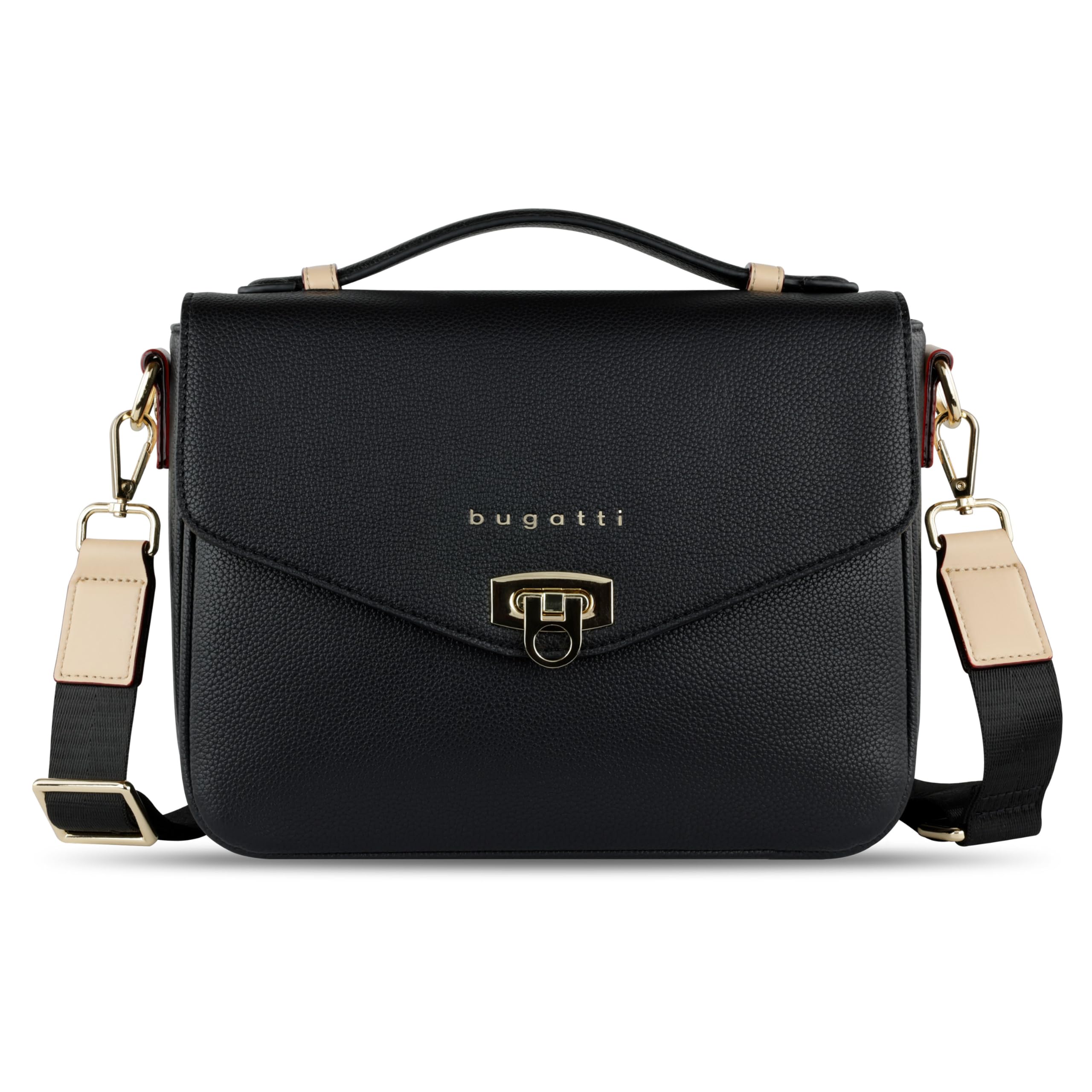 bugatti Ella Classic Bag für Damen, Umhängetasche aus Kunstleder, Henkeltasche, schwarz Angebot bei HelloDeals