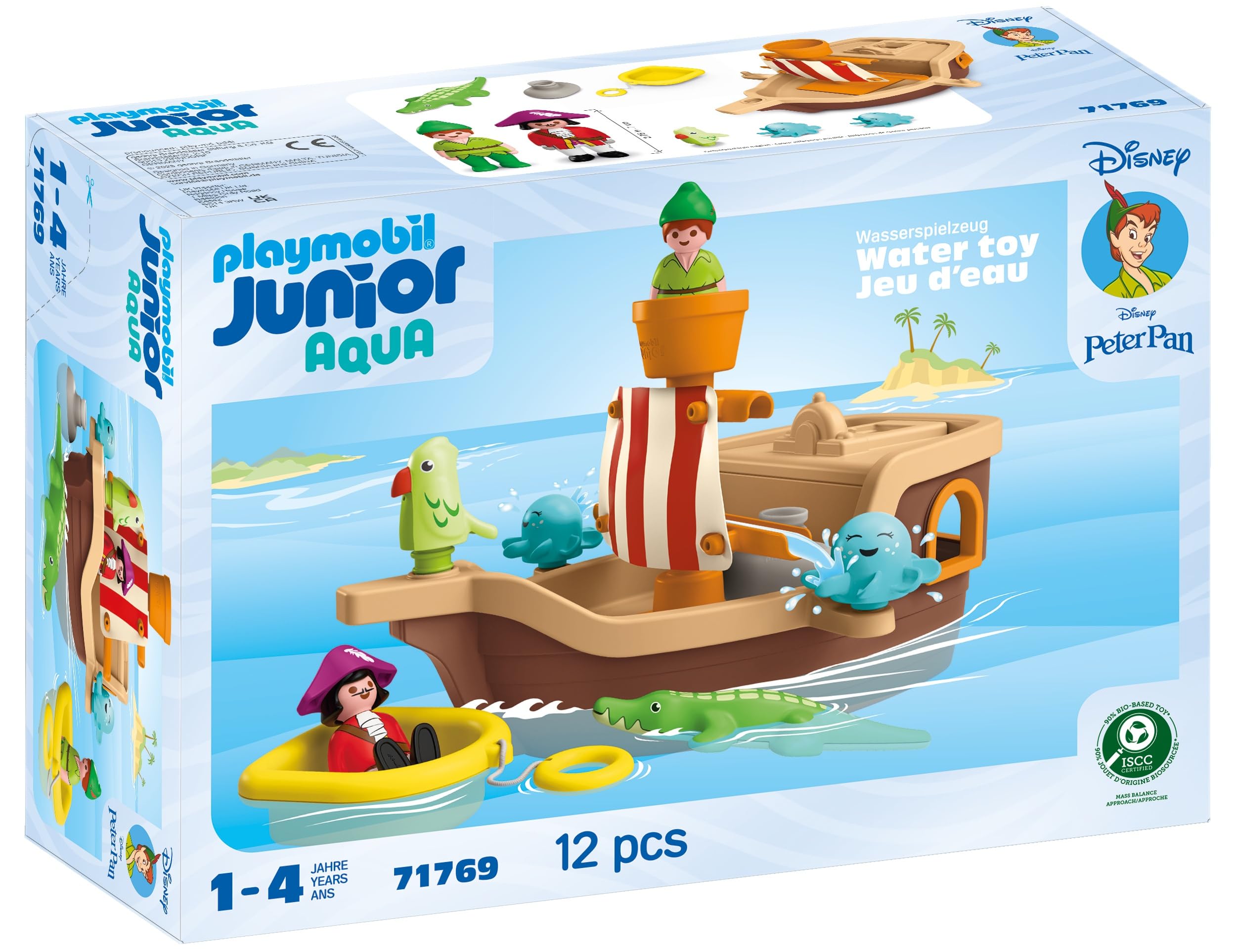 PLAYMOBIL JUNIOR & Disney | Peter Pans Piratenschiff | Nachhaltiges Spielzeug ab 1 Jahr | Geschenk für Kleinkinder | Fördert Motorik & Rollenspiel | Piratenschiff mit Figuren & Zubehör | 71769 Angebot bei HelloDeals