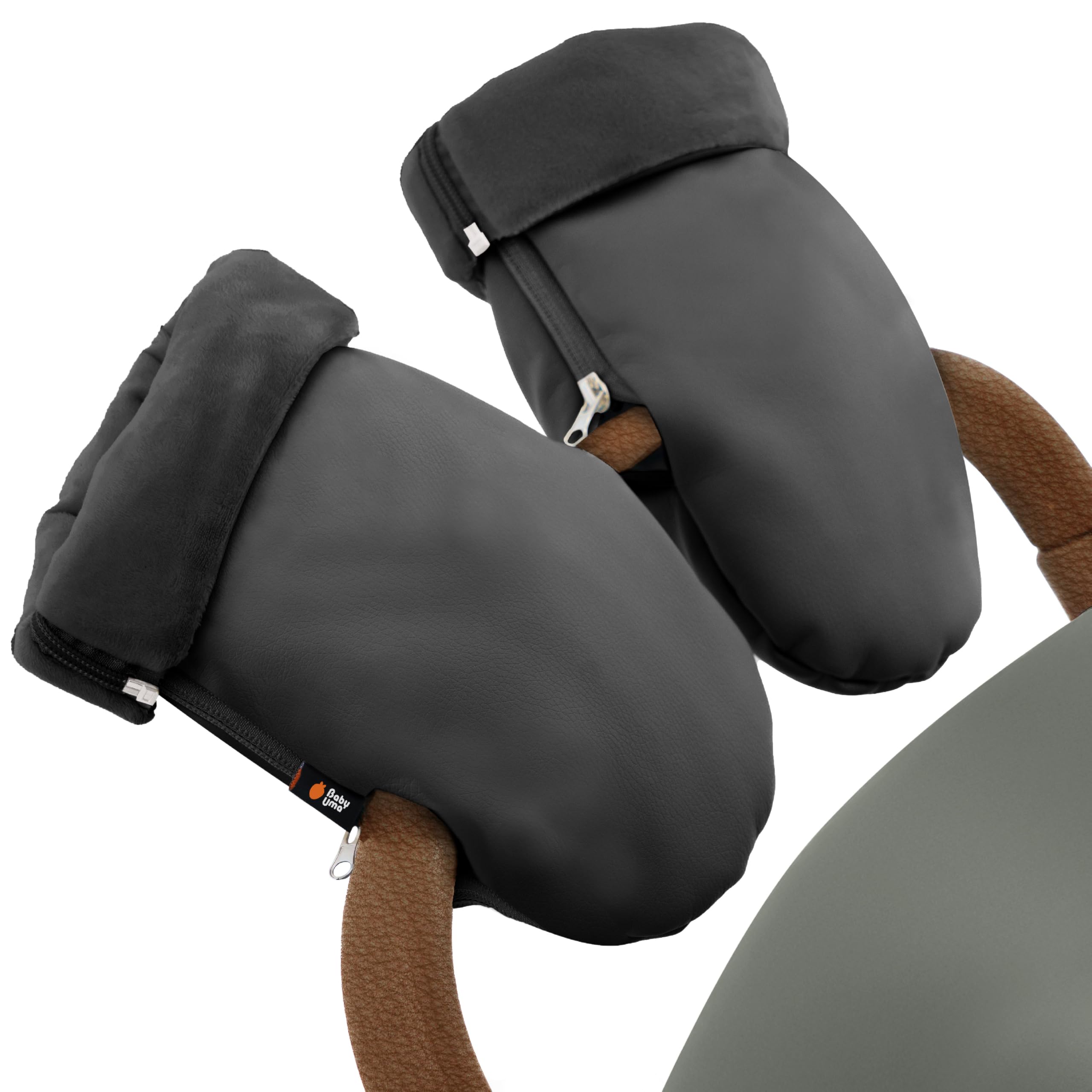 Baby Uma Kinderwagen Handwärmer Handschuhe – Fleece-gefüttert, wasserabweisend, mit Reißverschluss – Universalgröße – Zubehör für Kinderwagen (Schwarz) Black Angebot bei HelloDeals