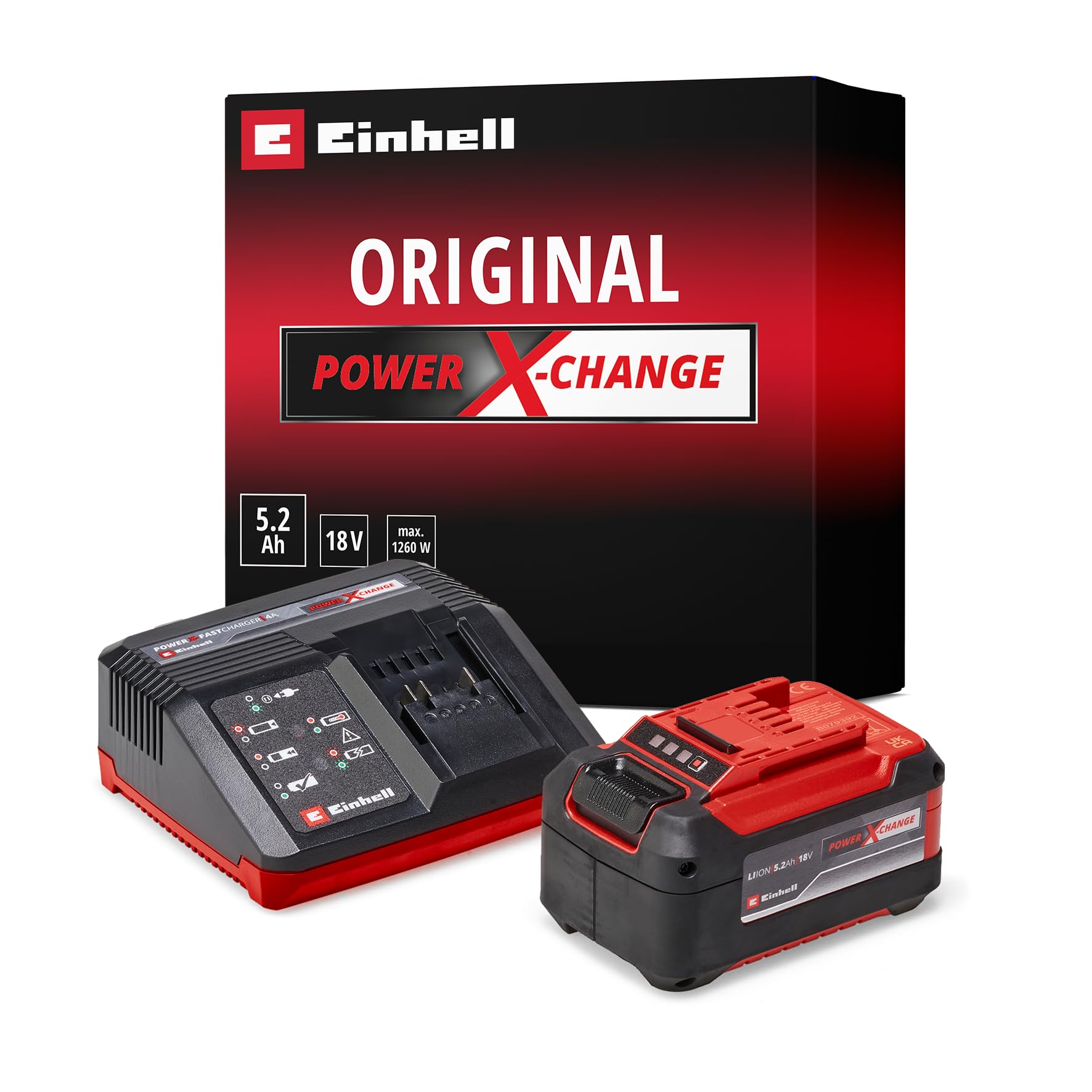 Original Einhell Starter Kit 5,2 Ah Akku und Fastcharger Power X-Change (Li-Ion, 18 V, 80 min Ladezeit, passend für alle Power X-Change Geräte) altes Modell Angebot bei HelloDeals