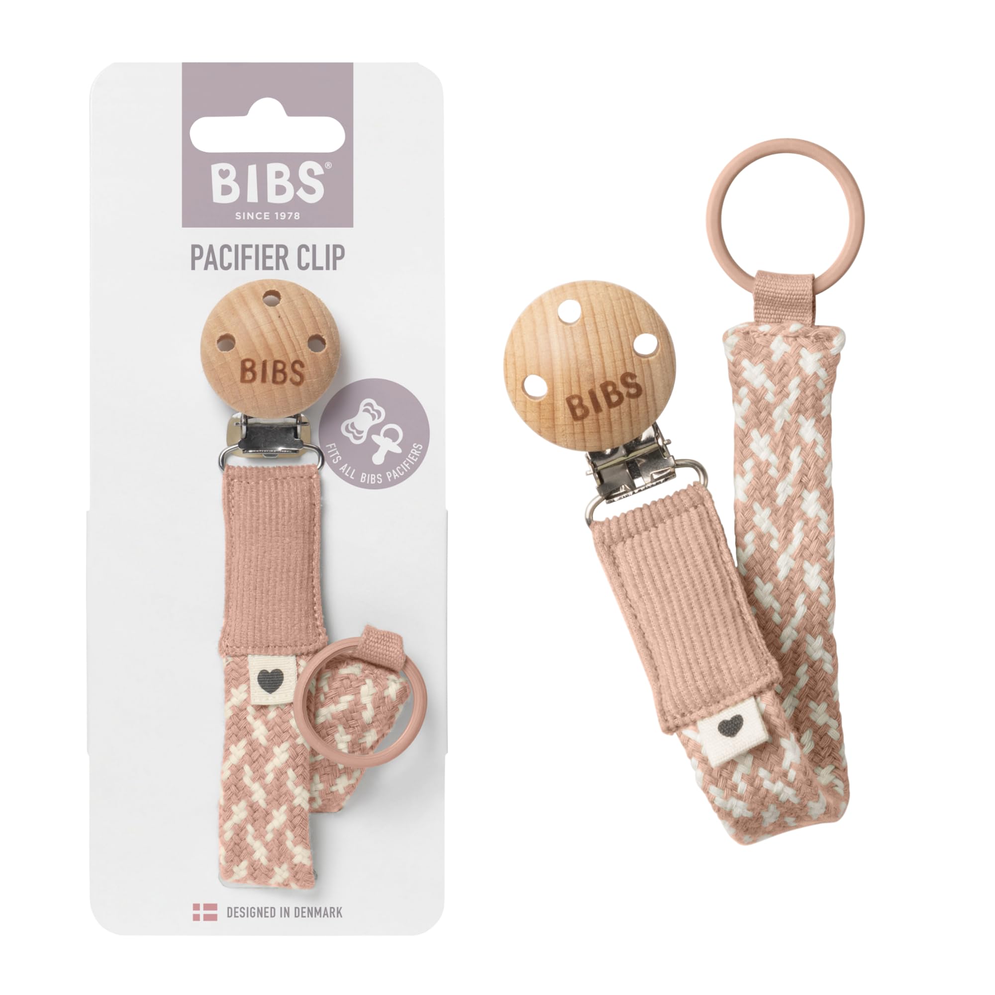 BIBS Paci Braid. Schnullerkette. Bio-Baumwolle. Dänisches Design, Einheitsgröße (0-36 Monate), Blush / Ivory Angebot bei HelloDeals