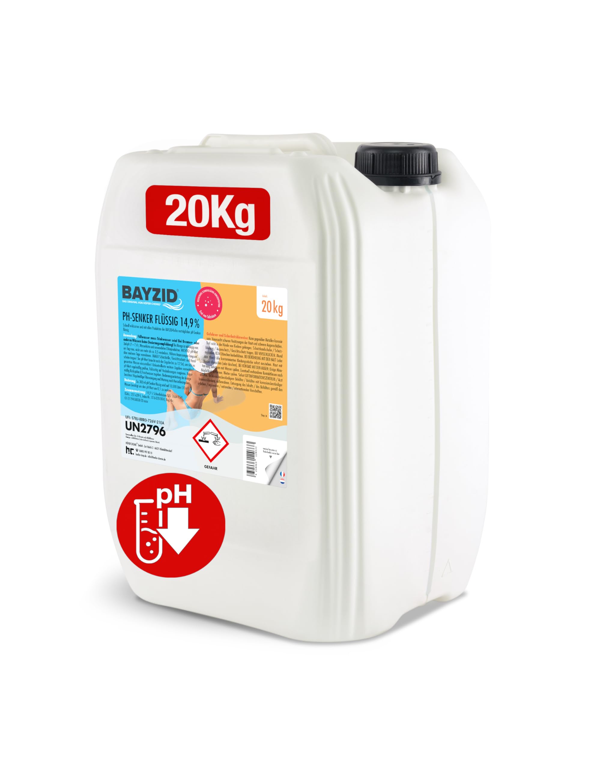 1 x 20 kg BAYZID pH Senker Minus 14,9% von Höfer Chemie für Pool & Schwimmbad zur Senkung des pH Werts 1x 20 kg Angebot bei HelloDeals