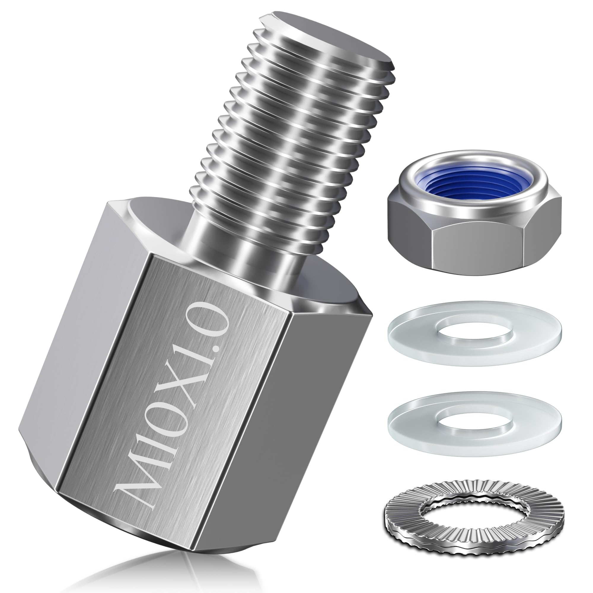 NICEDACK Fahrrad Achsadapter für Achsgewindegröße M10 x 1,0 Vollachse, Universal Fahrrad Anhänger Kupplungs Adapter Silber, M10 x 1,0 Angebot bei HelloDeals