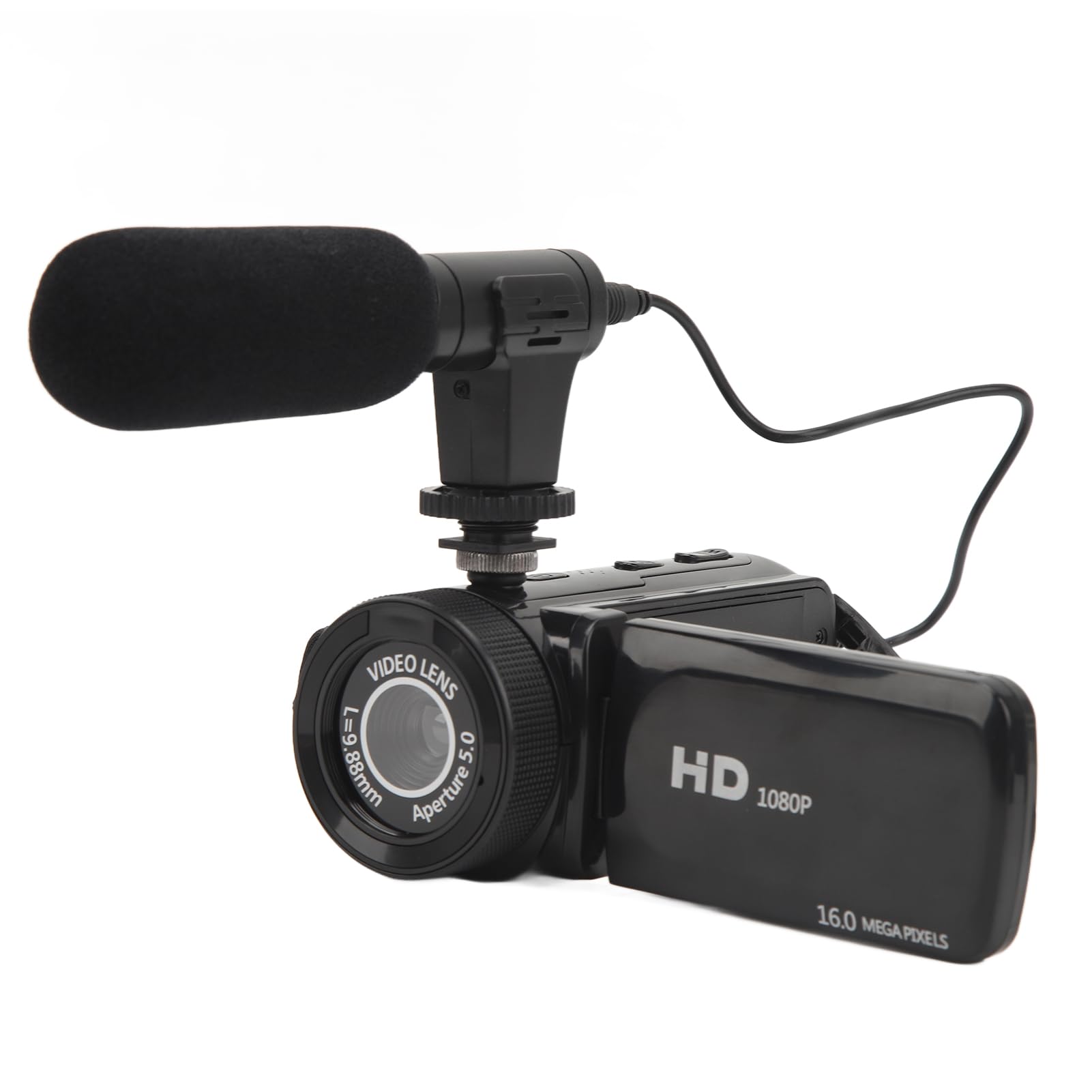 Videokamera-Vlogging-Kamerarecorder, FHD 1080P 16,0 MP, 2,4-Zoll-Bildschirm mit 270-Grad-Drehung, 16-facher Digitalzoom-Camcorder mit Mikrofon Angebot bei HelloDeals