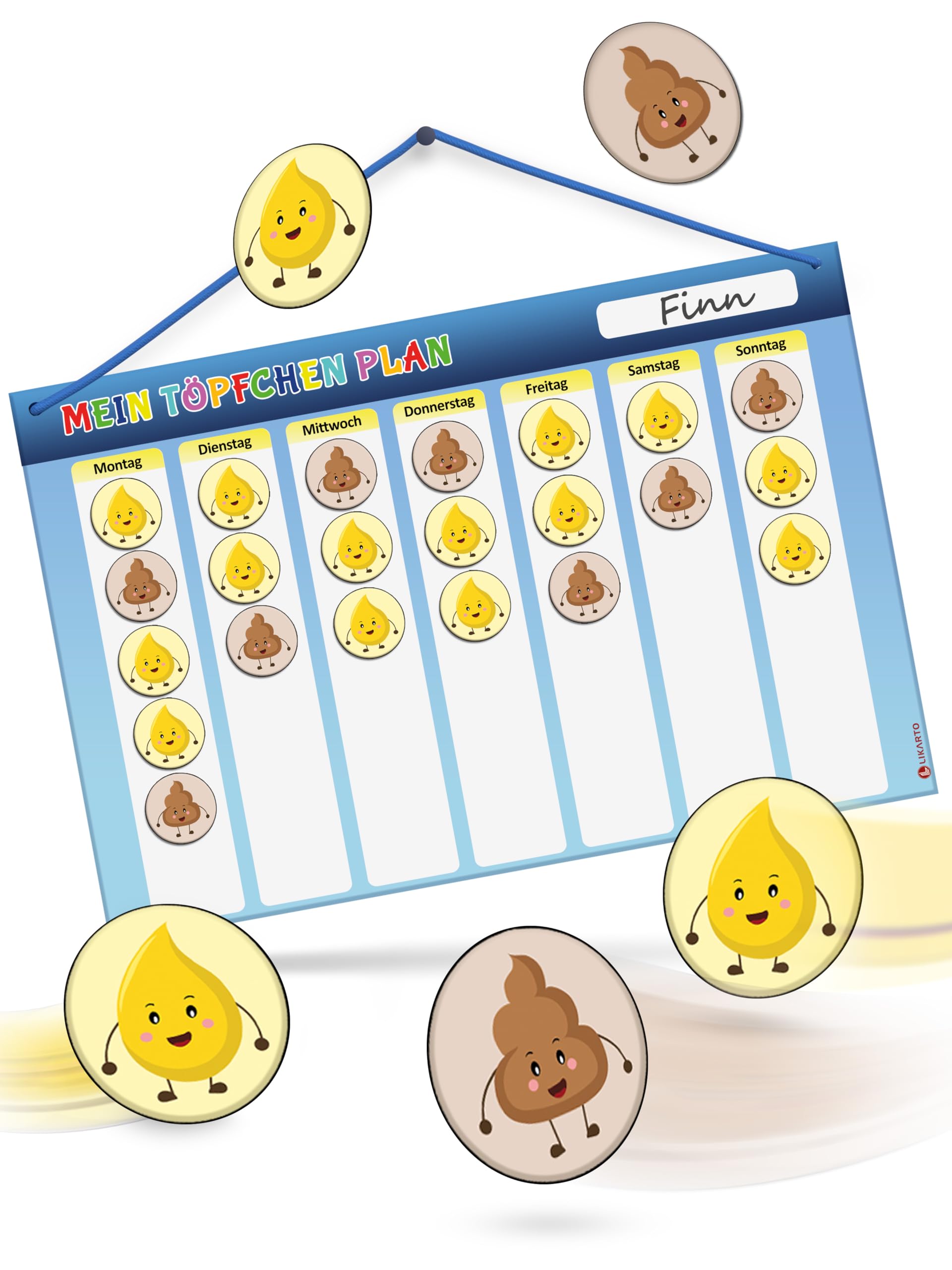 Töpfchen Training für Kinder magnetisch - Montessori Magnettafel inkl. 60 Magnete & Kordel - Komplett beschreib- und abwischbar - Pipi Kacka Magnete - windelfrei werden Angebot bei HelloDeals