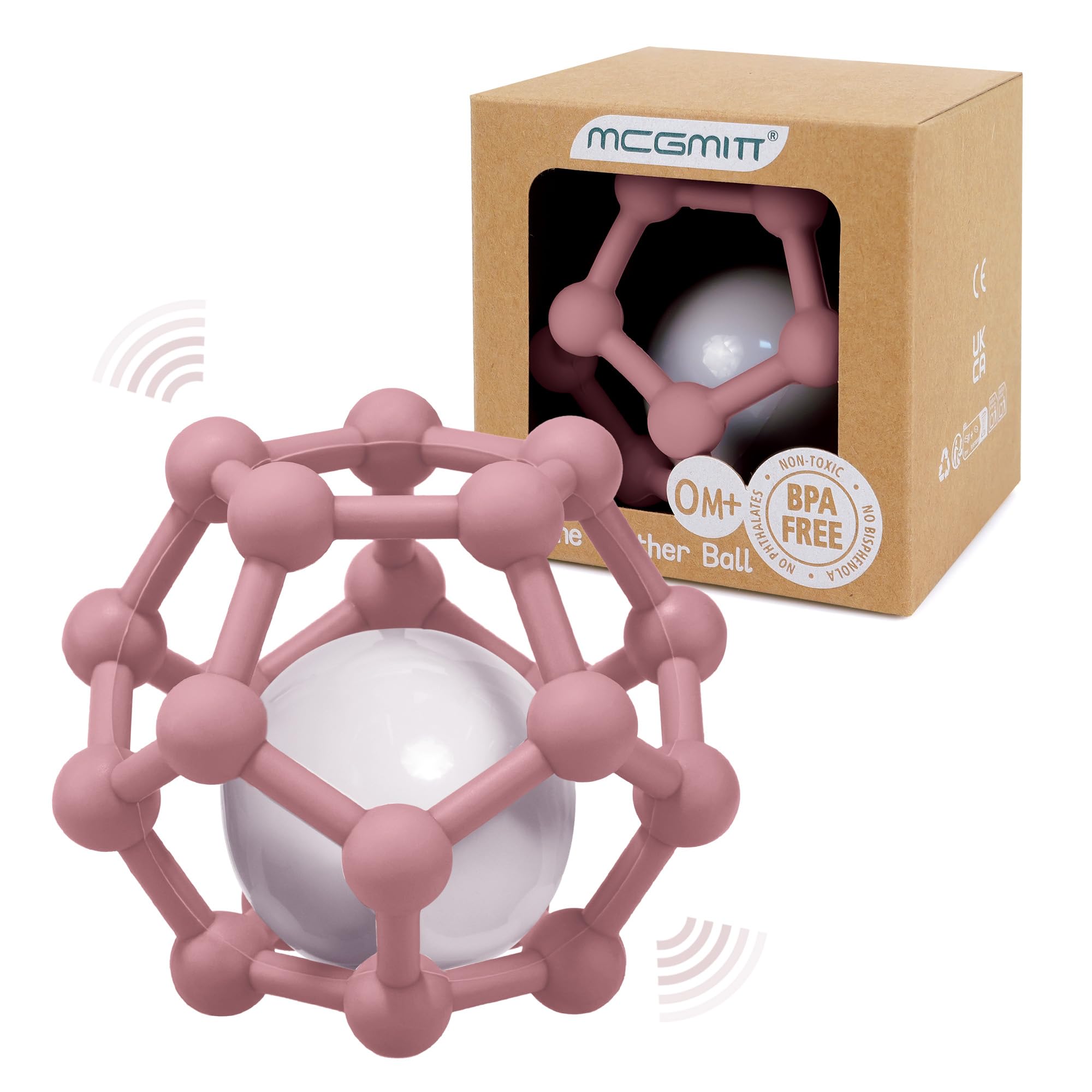 MCGMITT Baby Rassel Beißring Spielzeug für Babys 3 6 9 12 Monate zu greifen und zu kauen, weiche Silikon Sensory Beißring Bälle Shaker Spielzeug Geschenke für Neugeborene Kleinkinder (Dunkelrosa) B-Dunkelrosa mit Rassel Angebot bei HelloDeals