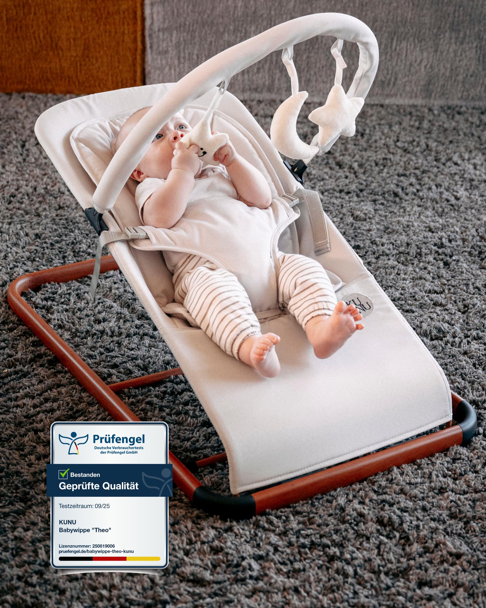KUNU® Babywippe Neugeborene bis 24 Monate - Sichere Baby Wippe mit praktischer Tragetasche - Faltbare Wippe Baby inkl. Newborn-Einsatz - Natürliches Wippen ab Geburt - Pflegeleicht & Schadstofffrei Angebot bei HelloDeals