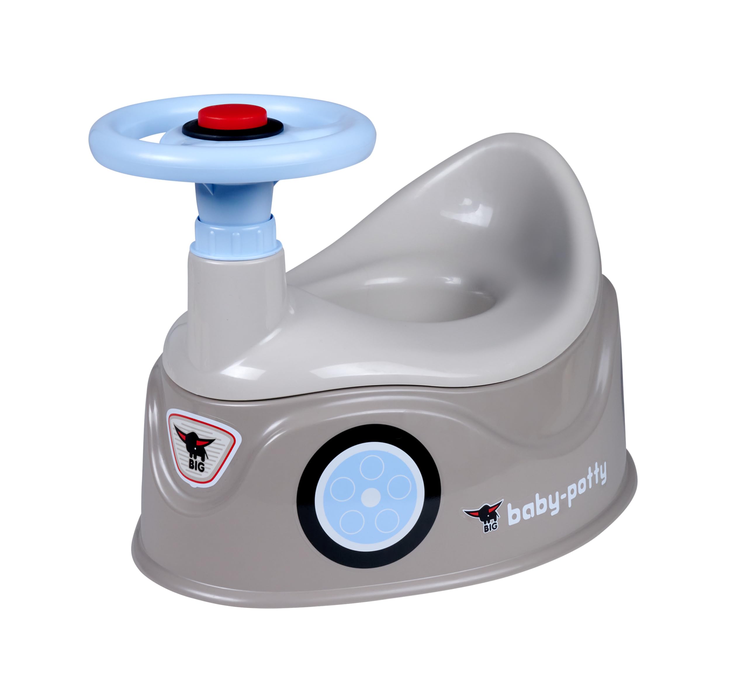 BIG-Baby-Potty grau - Lerntöpfchen im BIG-Bobby-Car Design mit abnehmbarem Lenkrad und hoher Rückenlehne, herausnehmbarer Einsatz, für Kinder ab 18 Monaten Angebot bei HelloDeals