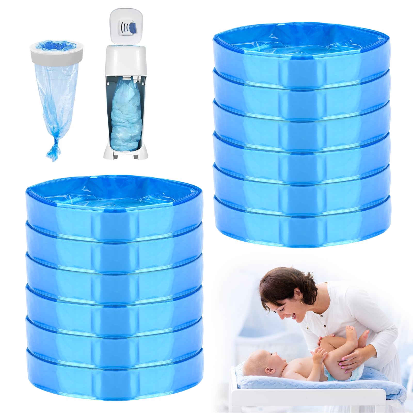 Nachfüllpackung für Windeleimer, 12 Stück, geruchshemmend, kompatibel mit allen Arten von Nachfüllpackungen (blau) Angebot bei HelloDeals