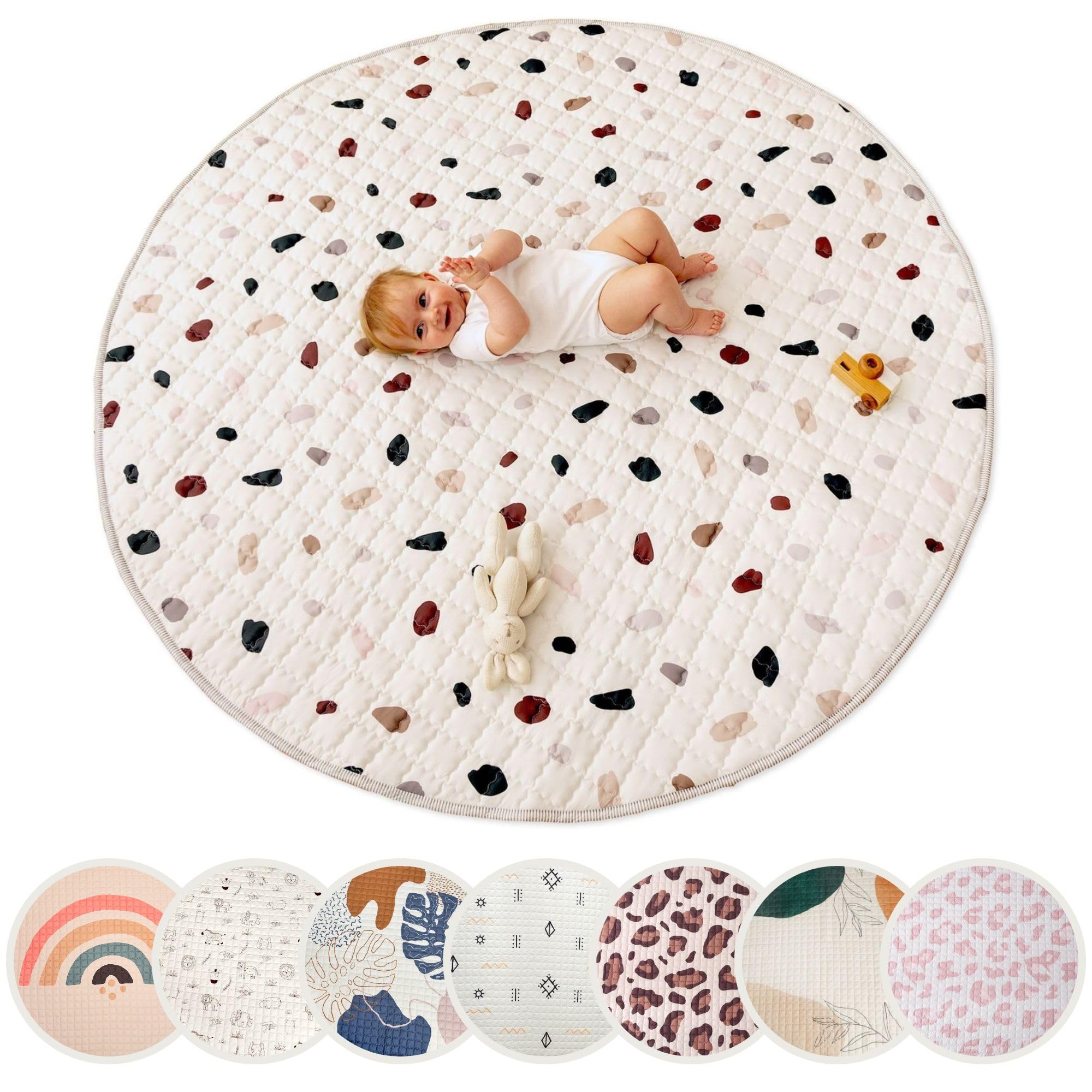 Hakuna Matte Gesteppte Krabbeldecke Baby 150cm, Konfetti – extra dicke 1,5cm weiche Baby Krabbelmatte – Baby Spielmatte mit rutschfester Unterseite zum Krabbeln, Laufgitter – Maschinenwaschbare Angebot bei HelloDeals