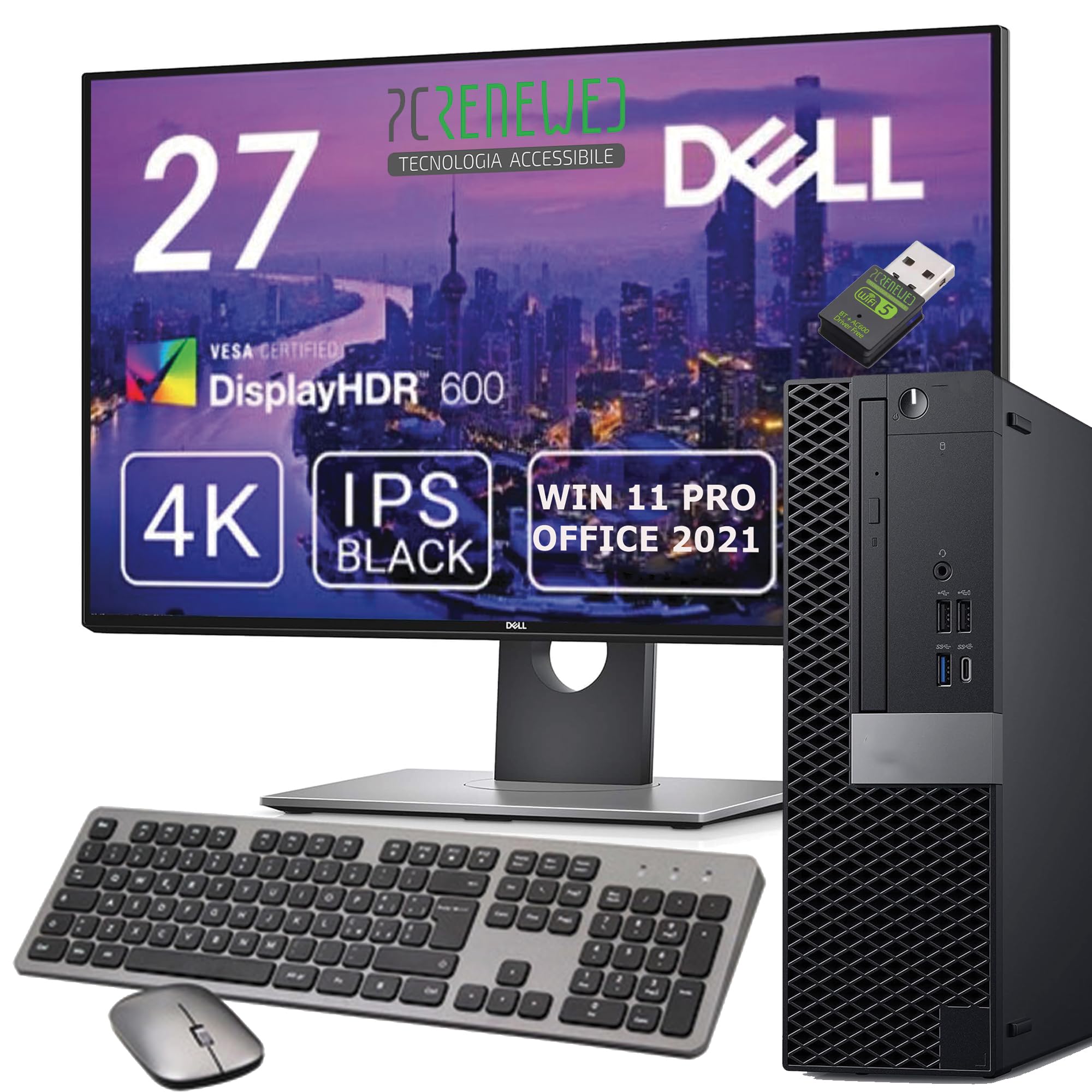 Fester PC i7 8700 bis zu 4,6 GHz | Monitor 27 Zoll 4K | 32 GB RAM | DVD -RW | 1TB SSD NVMe M.2 | Desktop-PC Büro | Windows 11 Pro + Office 2021 | kabellose Maus und Tastatur Angebot bei HelloDeals