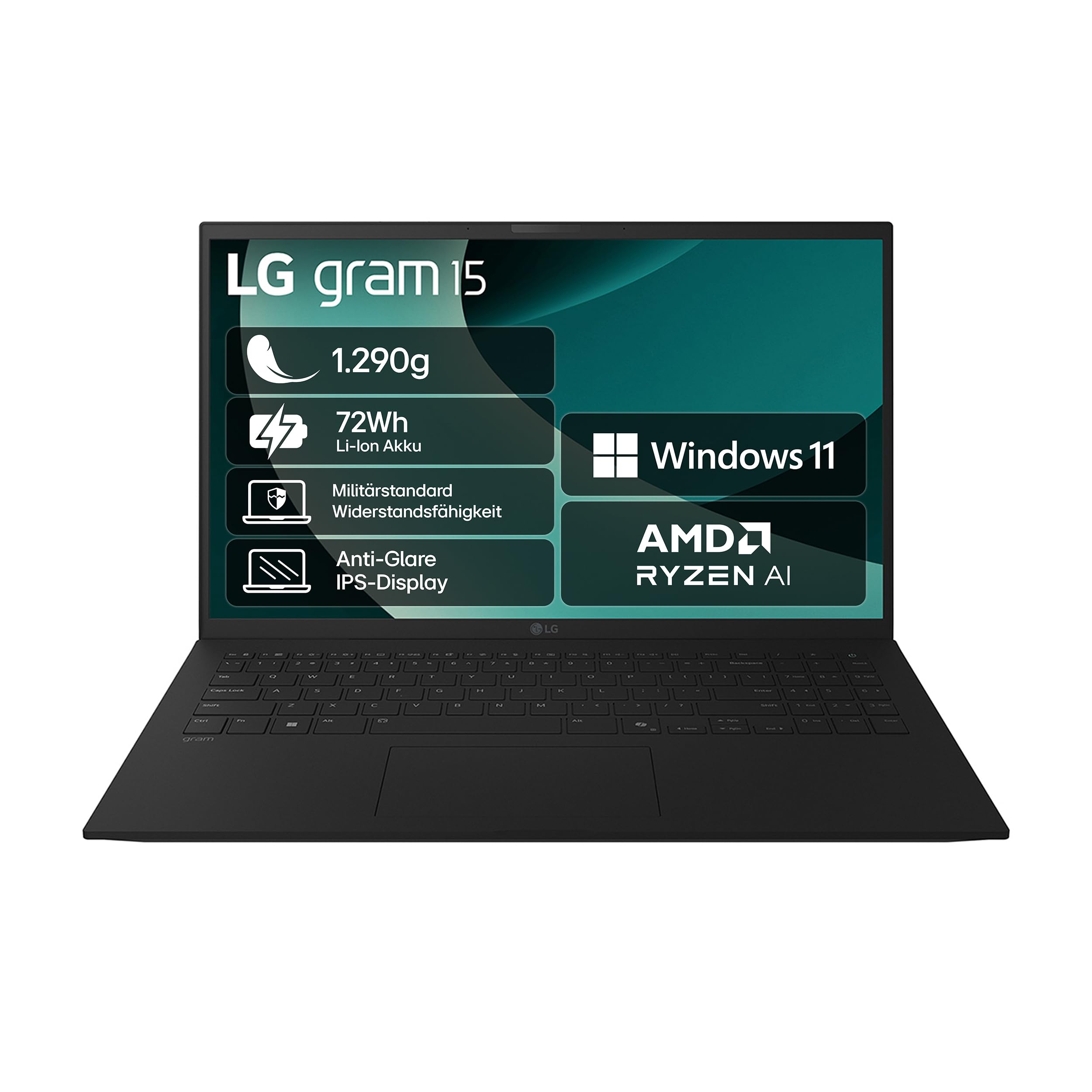 LG 2025 gram Notebook 15 Zoll Laptop - AMD Ryzen AI 7 350 (16GB RAM, 512 GB Dual SSD, AMD Radeon 860M Graphics, Windows 11 Home, Bluetooth 5.3, Thunderbold 4) - Schwarz Angebot bei HelloDeals