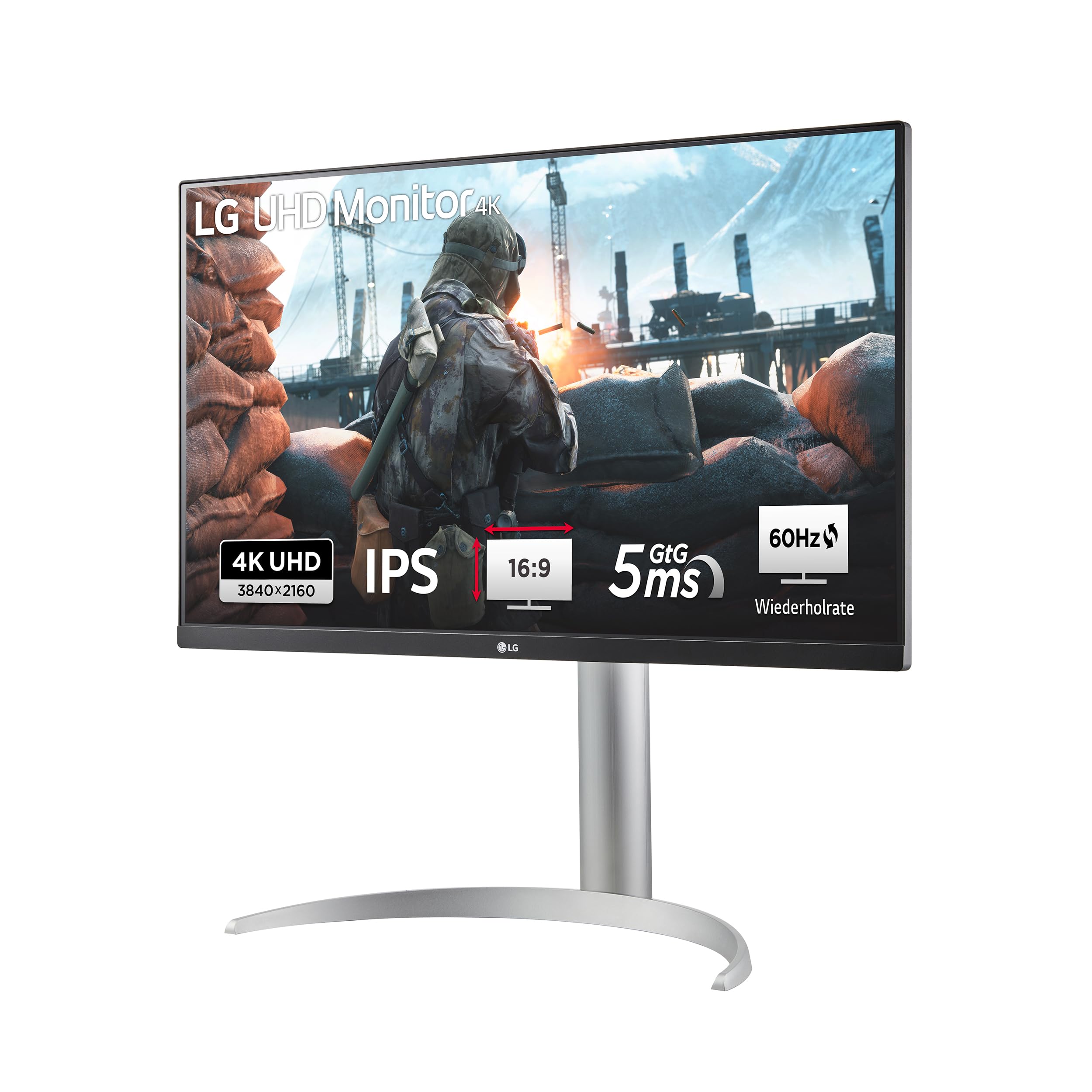 LG, 27 Zoll, Ultra UHD 4K Monitor, 68.4cm, 16:9, Super Resolution, 3840 x 2160, 60Hz, 5ms, HDR10, AMD FreeSync, DCI-P3 95%, DisplayHD 400, 27UP650K-W.AEU - Weiß Ohne USB Type-C 90W Angebot bei HelloDeals