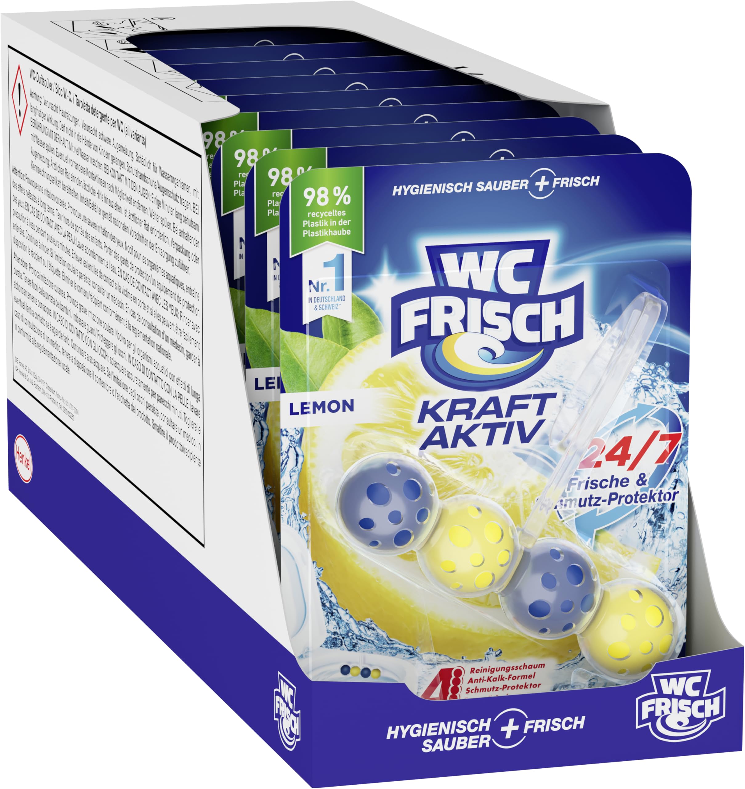 WC Frisch Kraft Aktiv Duftspüler Lemon (10er Pack), WC Reiniger sorgt für Reinigung bei jeder Spülung, Duftsteine für langanhaltend frischen WC Duft Zitrone 50 g (10er Pack) Angebot bei HelloDeals
