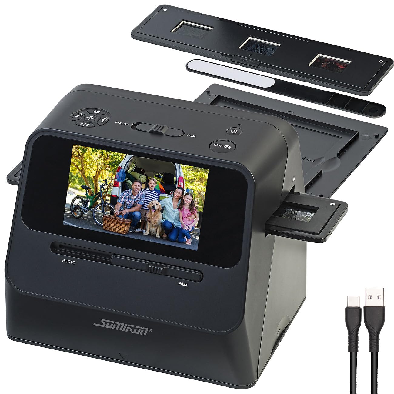 Somikon Fotoscanner: 3in1-Foto-, Dia- & Negativscanner mit 22 MP und HDMI-Ausgang, Akku (Dia Foto Scanner, 3in1 Scanner, digitalisieren Gerät) Angebot bei HelloDeals