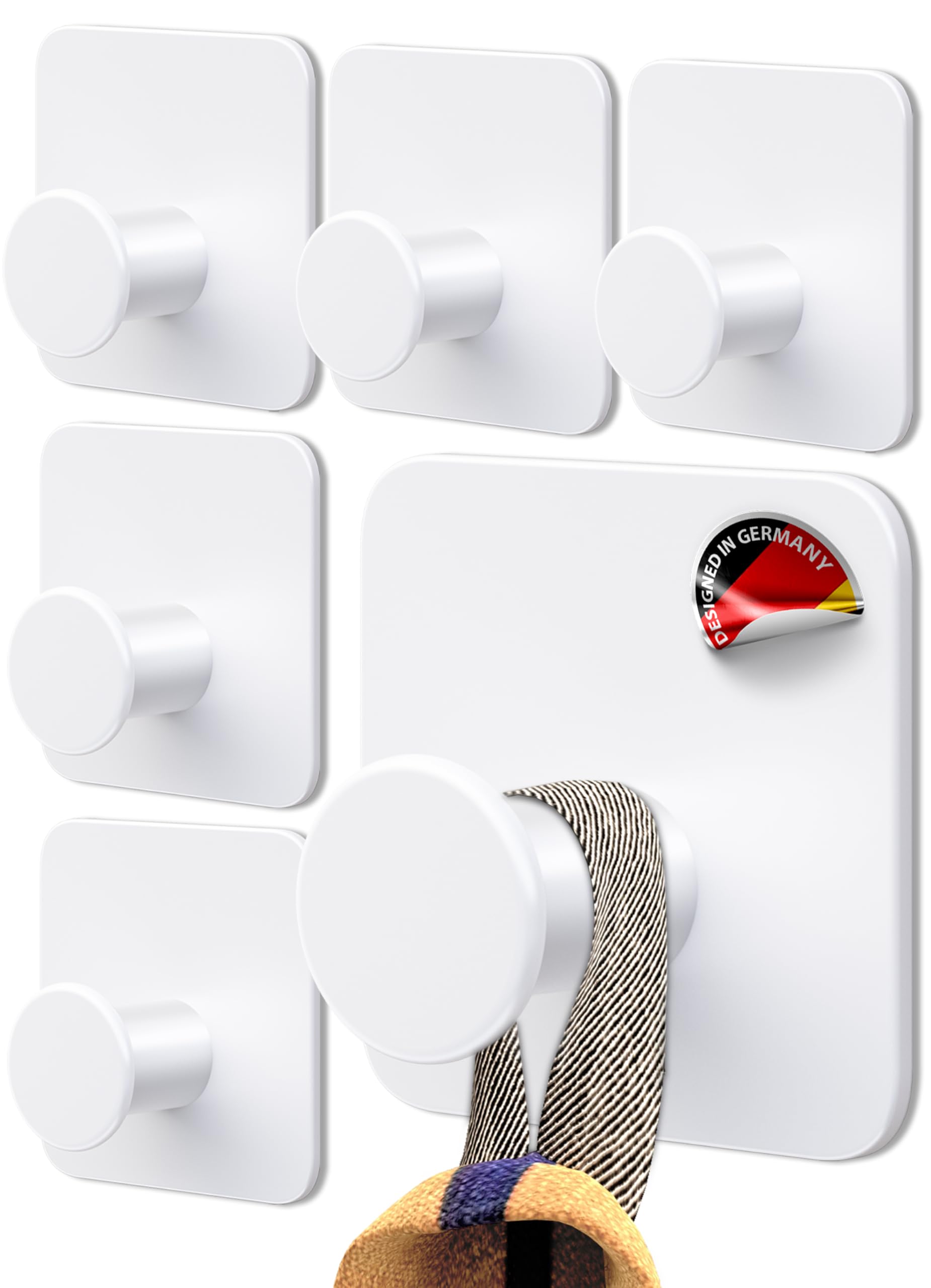 4smile Handtuchhalter ohne Bohren 6er Set - Weiße Design Handtuchhaken Bad, Haken selbstklebend mit 3M-Klebe-Pads - Stilvolle Klebehaken Wandhaken Modern-6er Set Weiß Angebot bei HelloDeals