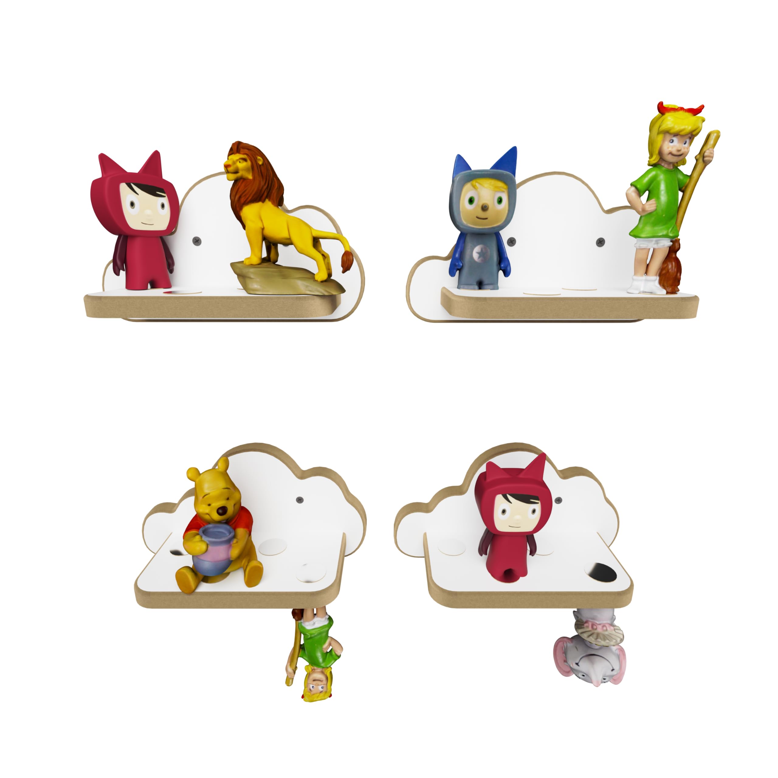 Regal für Toniefiguren, Wandregal für Kinder, Aufbewahrung für Tonies und Tonibox, Kinderregal für Tonie, Wolke (4er Set) Weiß Angebot bei HelloDeals