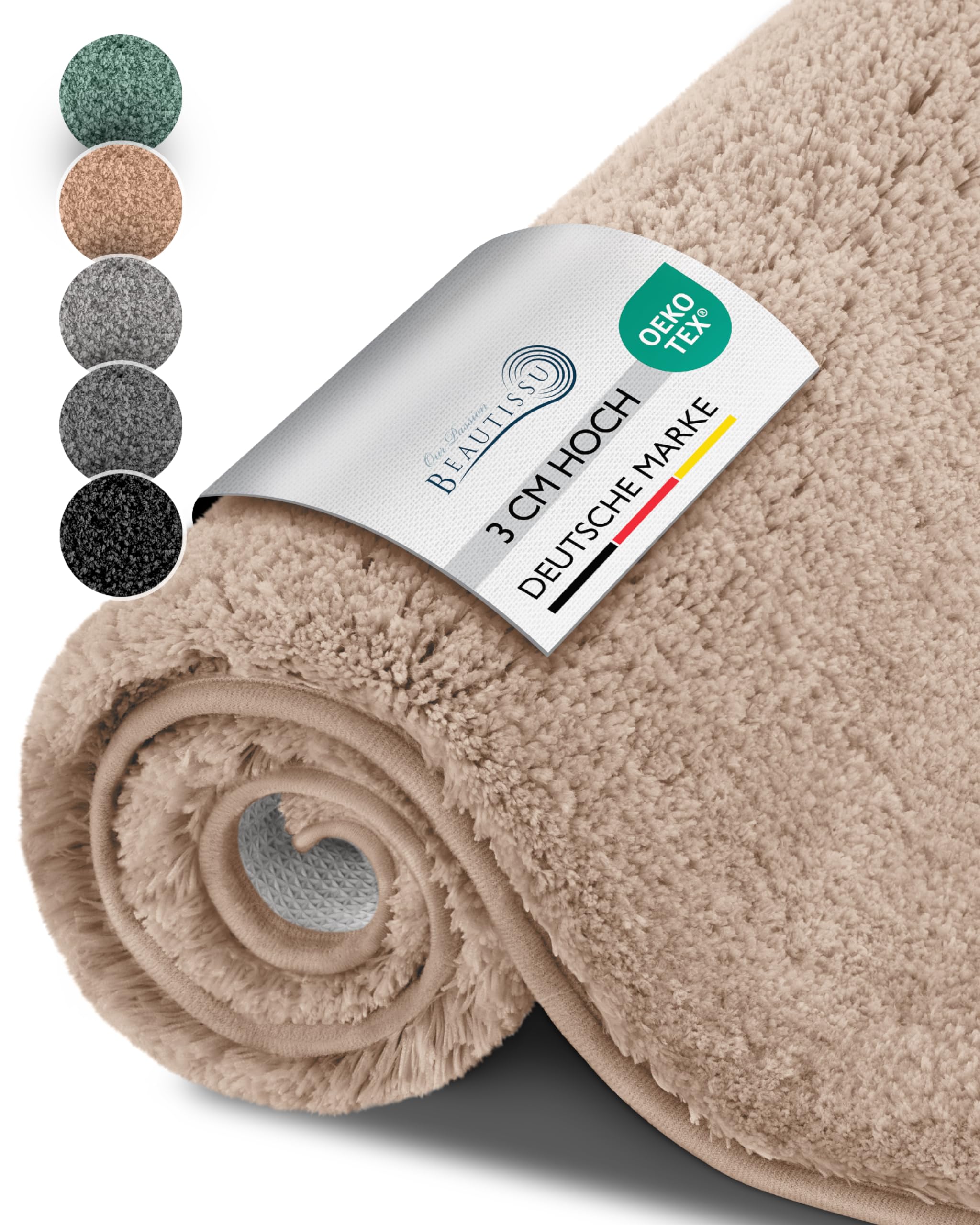 Beautissu Badematte rutschfest 120x70 cm – Duschvorleger Hochflor Badteppich rutschfest Waschbar Shaggy Optik – Flauschig Badvorleger Badezimmerteppich Groß – Badematte Natur BeauMare FL 70 x 120 cm Natur Angebot bei HelloDeals
