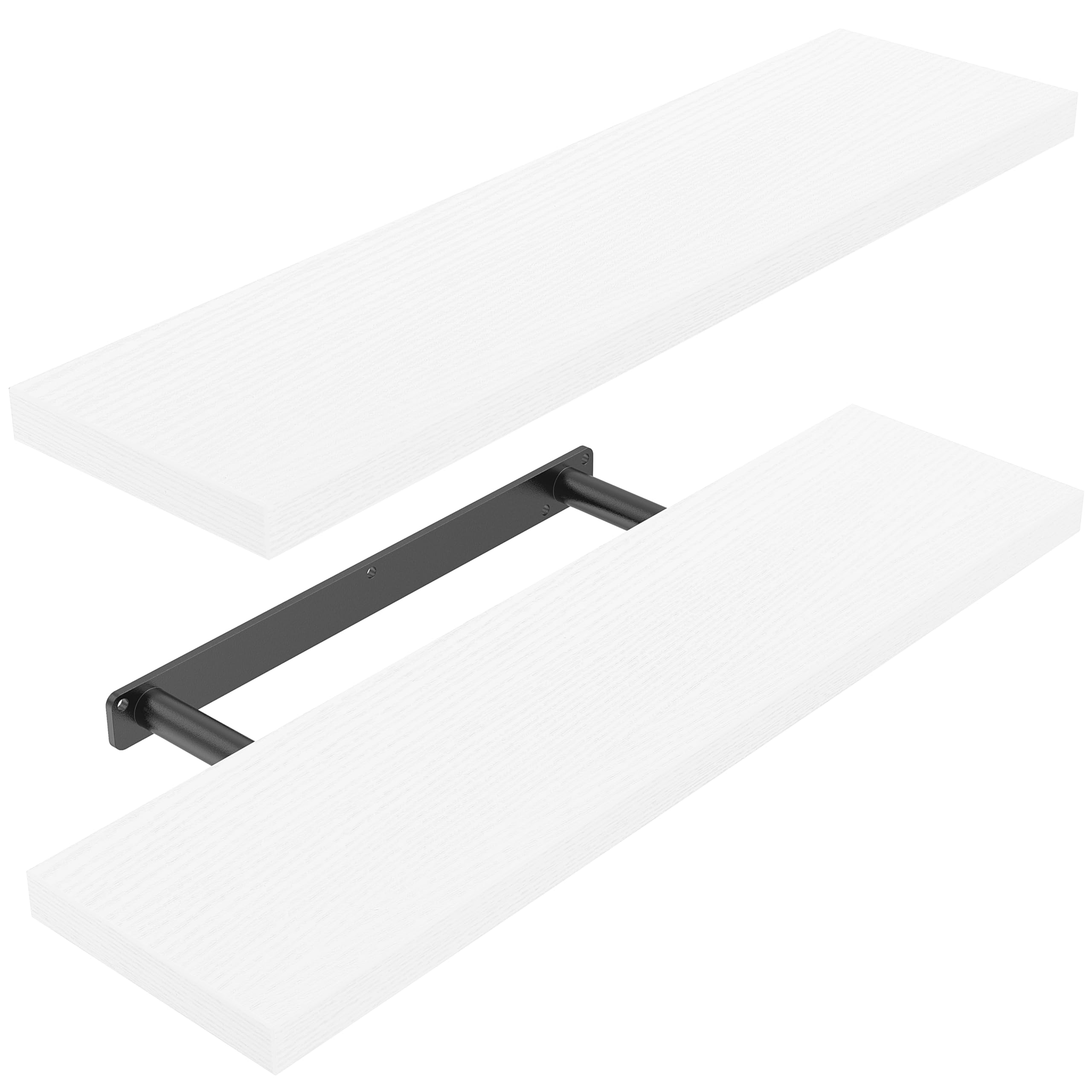 STOREMIC Wandregal, regal weiß wand 60cm, Leicht zu montieren Regalbrett 2er-Set, Moderne dekorative Schweberegal für Schlafzimmer, Küche, Büro, Wohnzimmer, weiß Angebot bei HelloDeals
