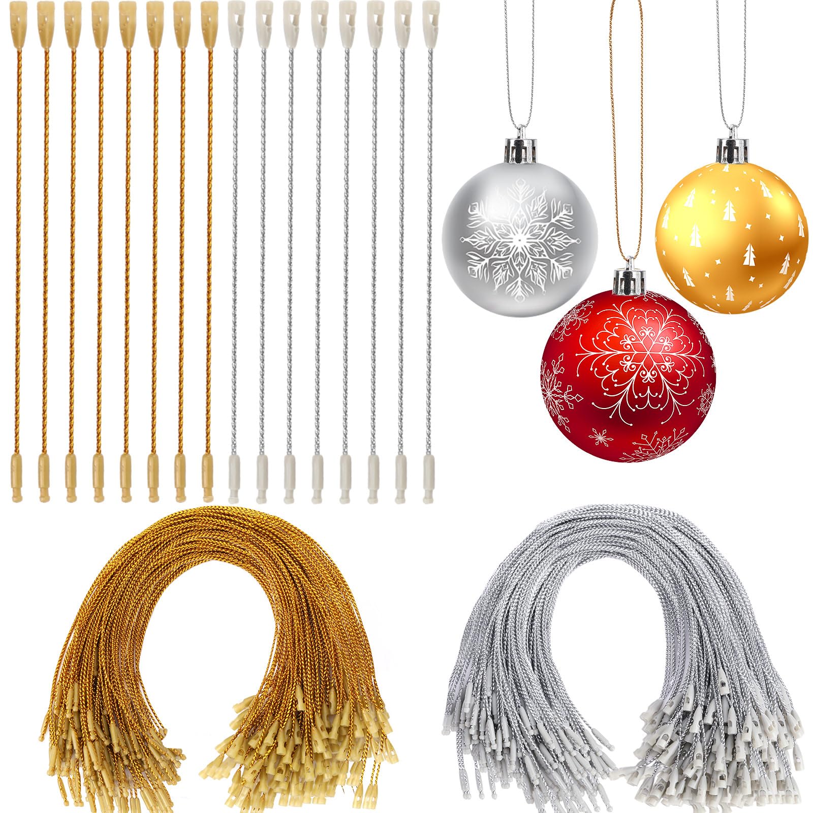 AUGSUN Weihnachtskugeln Aufhänger Haken, 200 Stück Christbaumkugel Aufhänger Haken mit Druckknopf Kugel Aufhänger für Christbaumkugeln Weihnachten Deko(Gold, Silber) Angebot bei HelloDeals