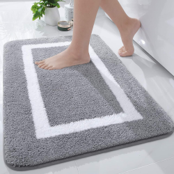 Homaxy Badezimmerteppich Badematte rutschfest Waschbar Badteppich Weiche Mikrofaser Hochflor Badvorleger – 40 x 60 cm, Grau 40 x 60 cm (Rechteckig) Grau Angebot bei HelloDeals