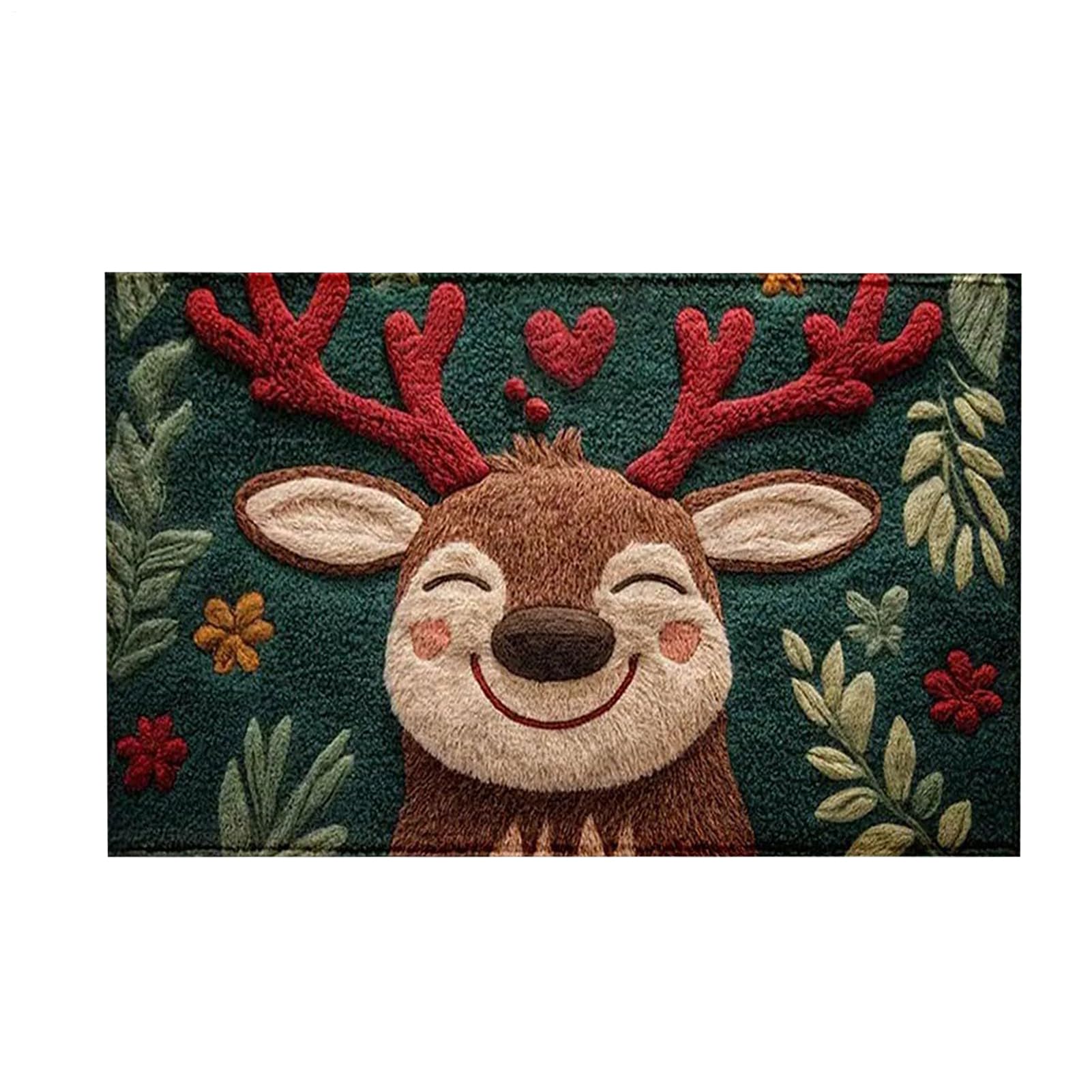 Waschbare Weihnachts-Elch-Fußmatte 60 X 44,5 cm - Niedliche Willkommensmatte Für Den Eingangsbereich Angebot bei HelloDeals