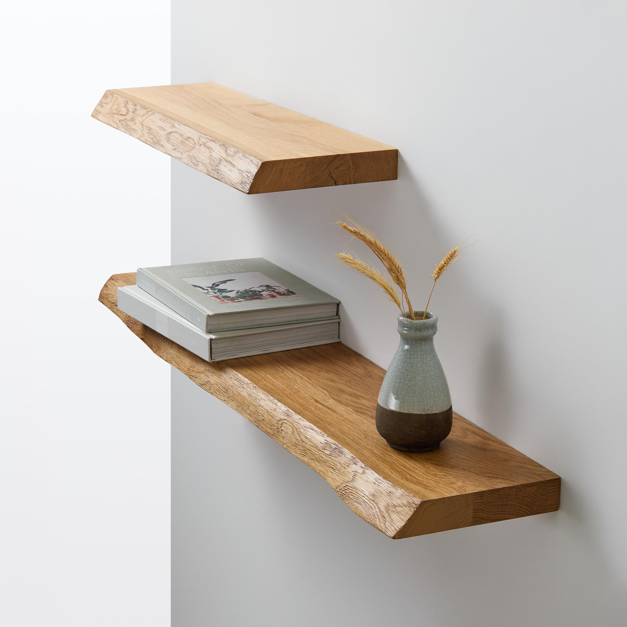 BestLoft Wandregal Wandboard Regal Wand Schweberegal Holzregal Bücherregal Wandregal Holz kleines Regal Küchenregal Wand Shelf Schweberegal Eiche mit Baumkante Naturkante (60cm) Baumkante 60cm Angebot bei HelloDeals