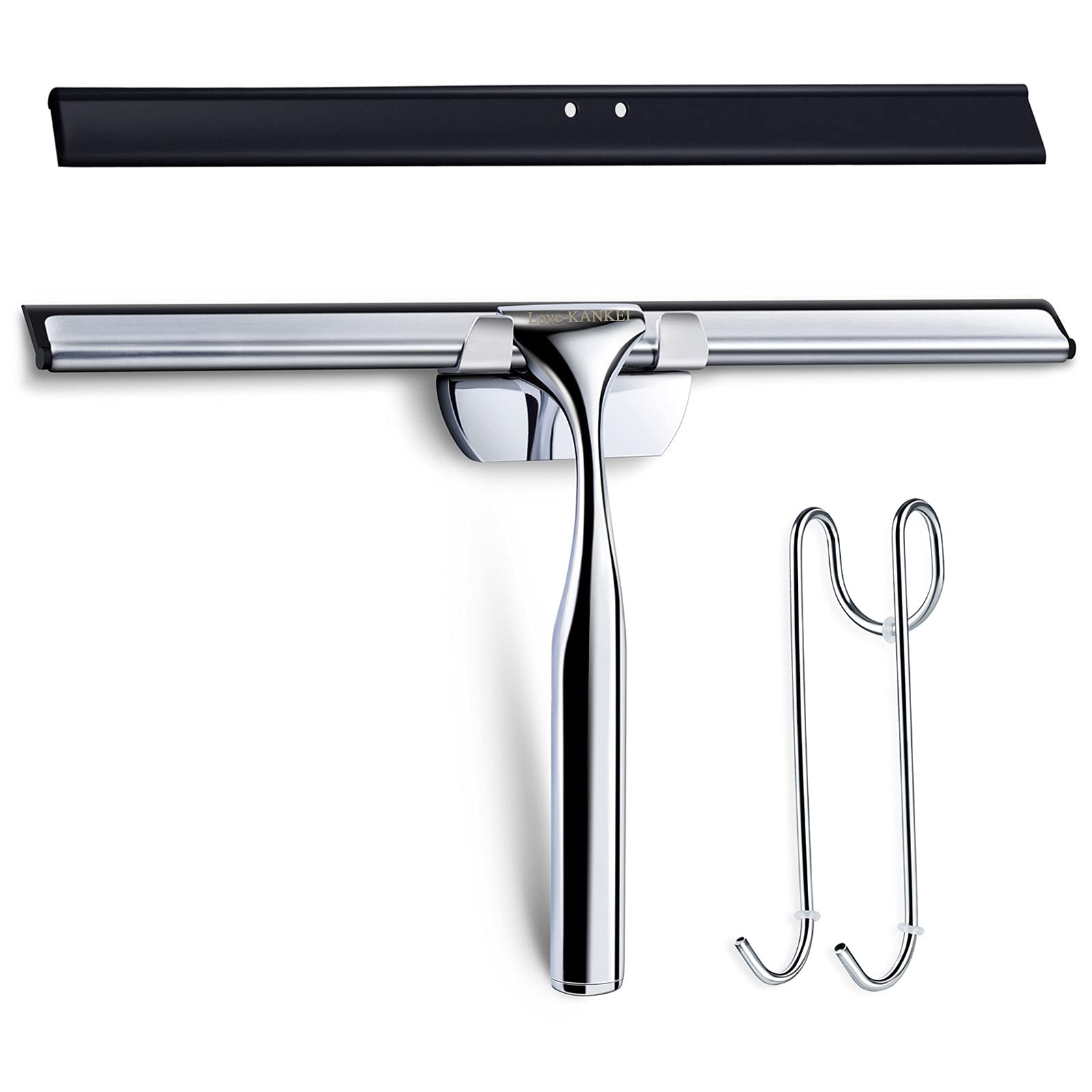 Love-KANKEI Duschabzieher Edelstahl Fensterabzieher Duschwischer mit Gummilippe, Inkl. 1 Ersatzlippe und 1 Haken 25cm Angebot bei HelloDeals