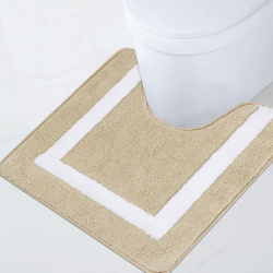 Famibay Toilettenvorleger mit Ausschnitt Waschbar Badematte WC Vorleger rutschfest Toiletten Teppich Beige Badezimmerteppich Wasserabsorbierend Badteppich Mikrofaser für Toilette Badezimmer 50x50cm 50 x 50 cm Beige Angebot bei HelloDeals