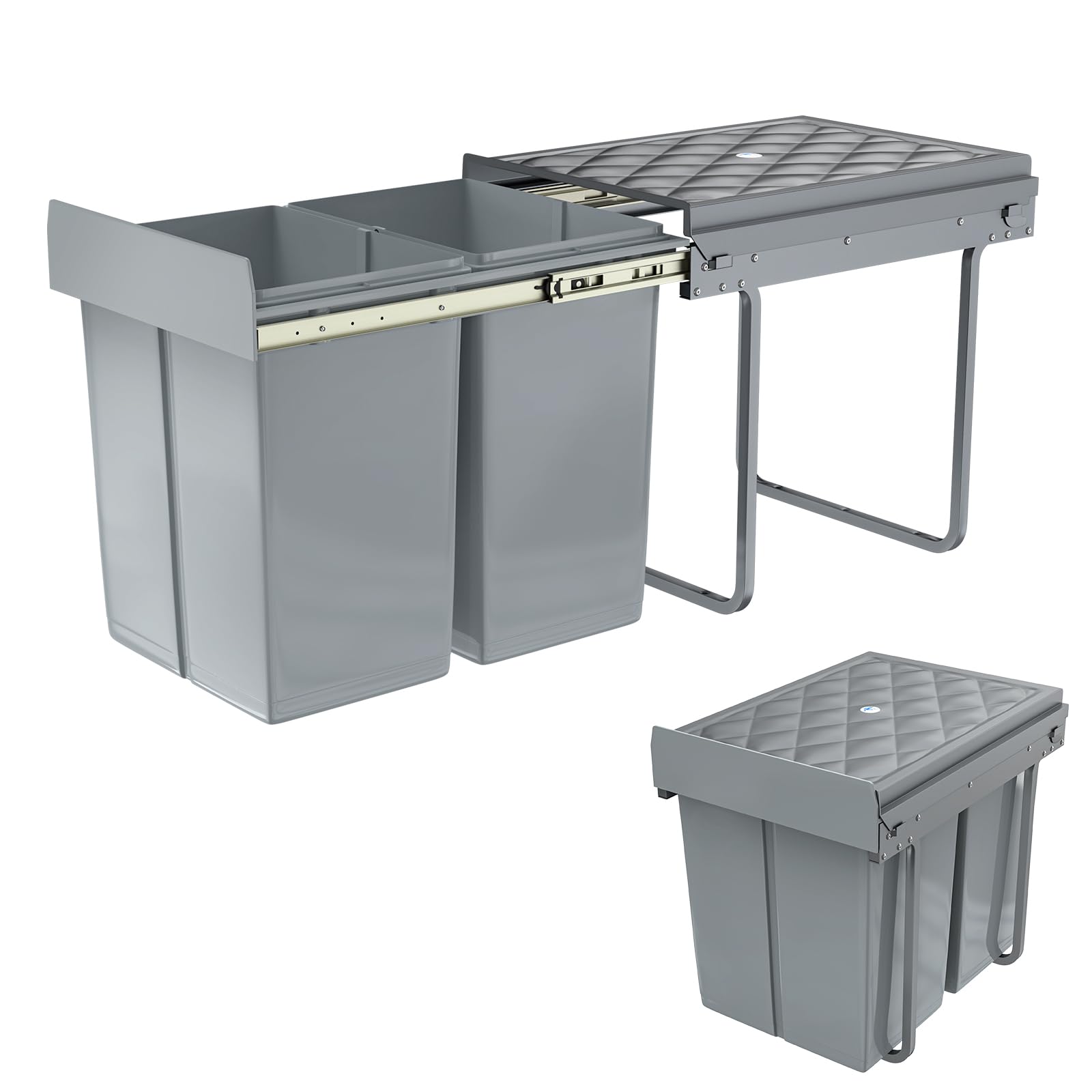 YUENFONG Einbaumülleimer 2 Fächer 2x20 Liter, Unterschrank Abfallsammler Mülleimer mit Teleskopschienen Ausziehbarer Mülltrennsystem Abfalleimer, 48 x 34,2 x 41,8cm 2x20L Angebot bei HelloDeals