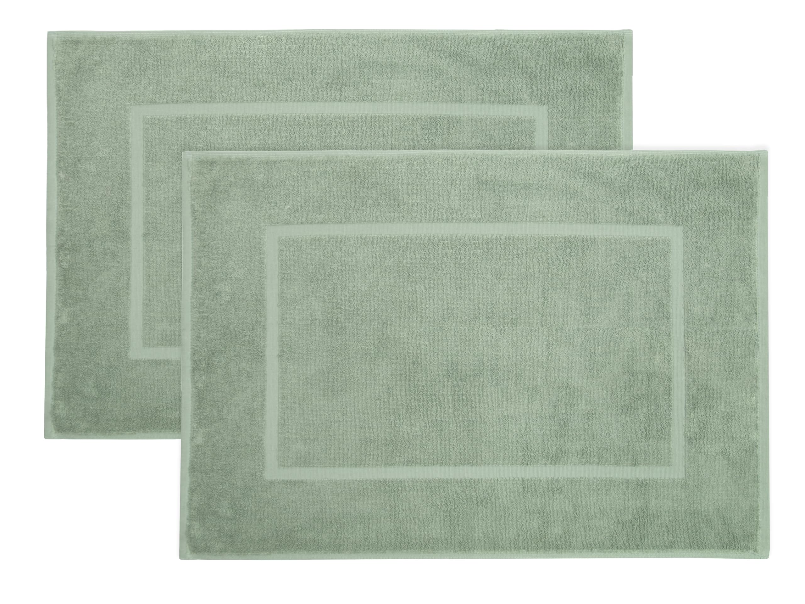 ZOLLNER 2er Set Badematten in 50x70 cm - saugstarke und Flauschige Badvorleger aus Baumwolle - bis 60°C waschbar - für Fußbodenheizung geeignet - in Salbei - Hotelqualität 2x Badematten - Rahmen Salbei Angebot bei HelloDeals