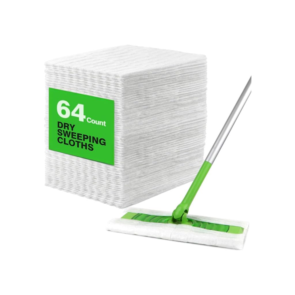 Trockenkehrtücher 64 Stück, Kompatibel mit Swiffer Sweeper, Einweg-Staubwedel-Nachfüllungen, Mopppads zum Wischen und Reinigen des Bodens Für Eine Schnelle Und Einfache Reinigung Angebot bei HelloDeals