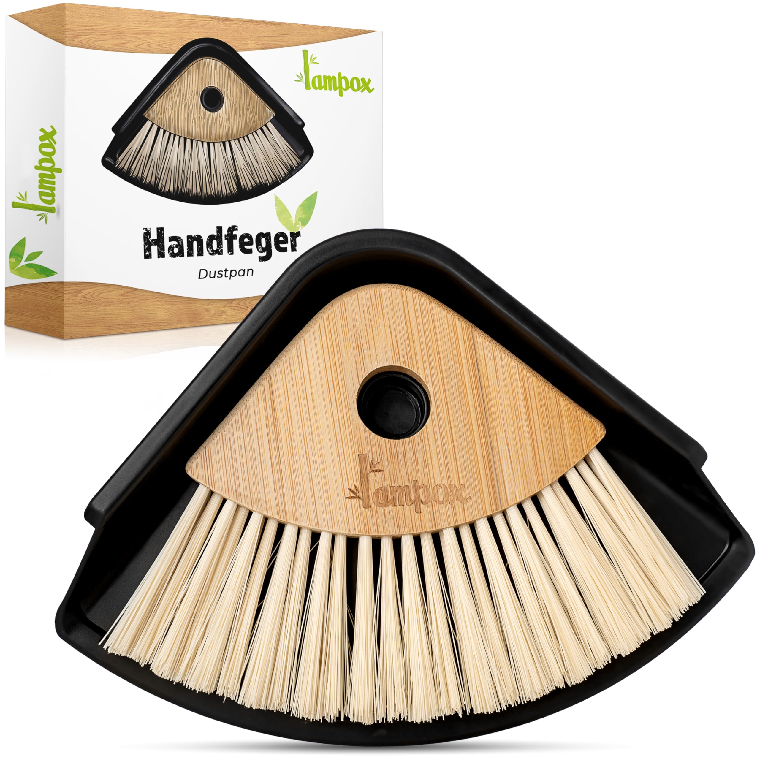 Schaufel und Besen Set, Kehrblech und Handfeger mit Bambusgriff, Kehrgarnitur für Haushalt Angebot bei HelloDeals