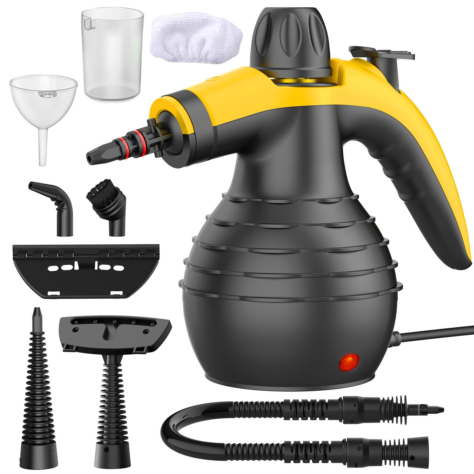 Dampfreiniger Handgerät 1050W, Schnellaufheizung, Starker Dampfdruck, 9-Teiliges Zubehör, Chemiefrei, Für Küche, Bad, Fenster, Polster, Teppiche, Auto und Fugen ABS Angebot bei HelloDeals