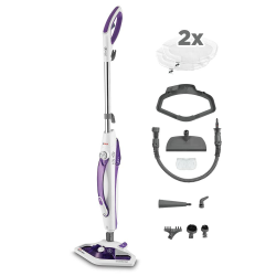 Polti Vaporetto SV440 Double – 2-in-1 Dampfreiniger, Boden- & Handgerät, 11 Zubehörteile, Aufheizzeit 15 Sek., Abnehmbarer Wassertank, Weiß/Violett Angebot bei HelloDeals