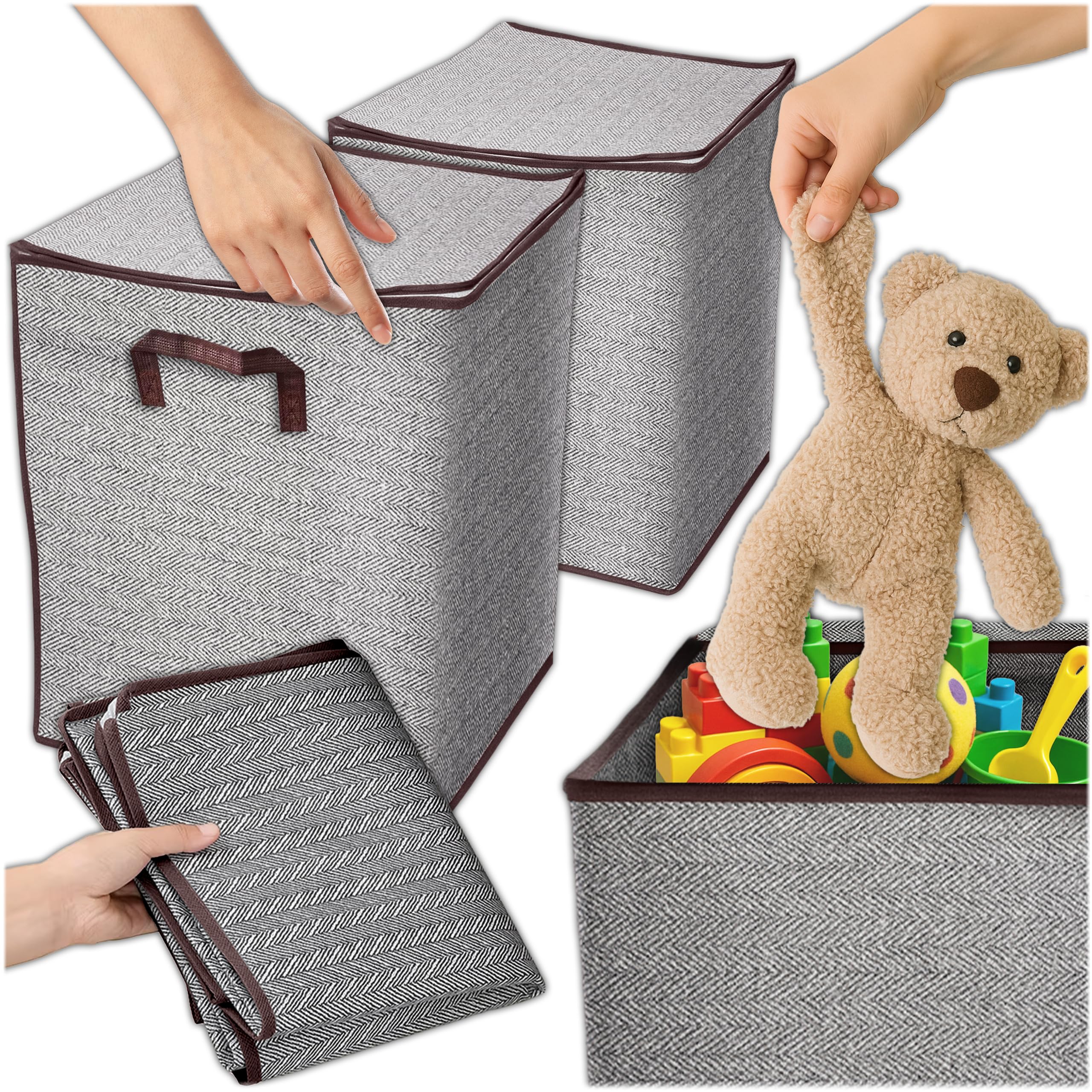 Faltbarer Wäschekorb mit Deckel 80L, 2 Stück - Großer Wäschesammler mit 2 Griffen, Wasserdichtem Innenfutter und Stahlrahmen – Aufbewahrungskorb für Bad & Waschraum - Laundry Basket Angebot bei HelloDeals