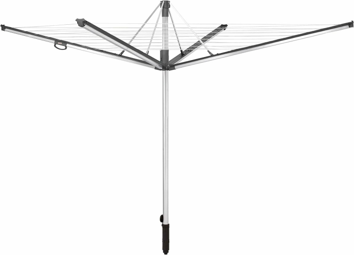 Leifheit Wäschespinne Linomatic 500 Plus, Wäscheschirm mit Leineneinzug für saubere Wäsche, höhenverstellbar, Wäscheständer inkl. Bodenhülse, 50m Wäscheleine, leichtes Öffnen und Schließen Grau 50m Plus Angebot bei HelloDeals