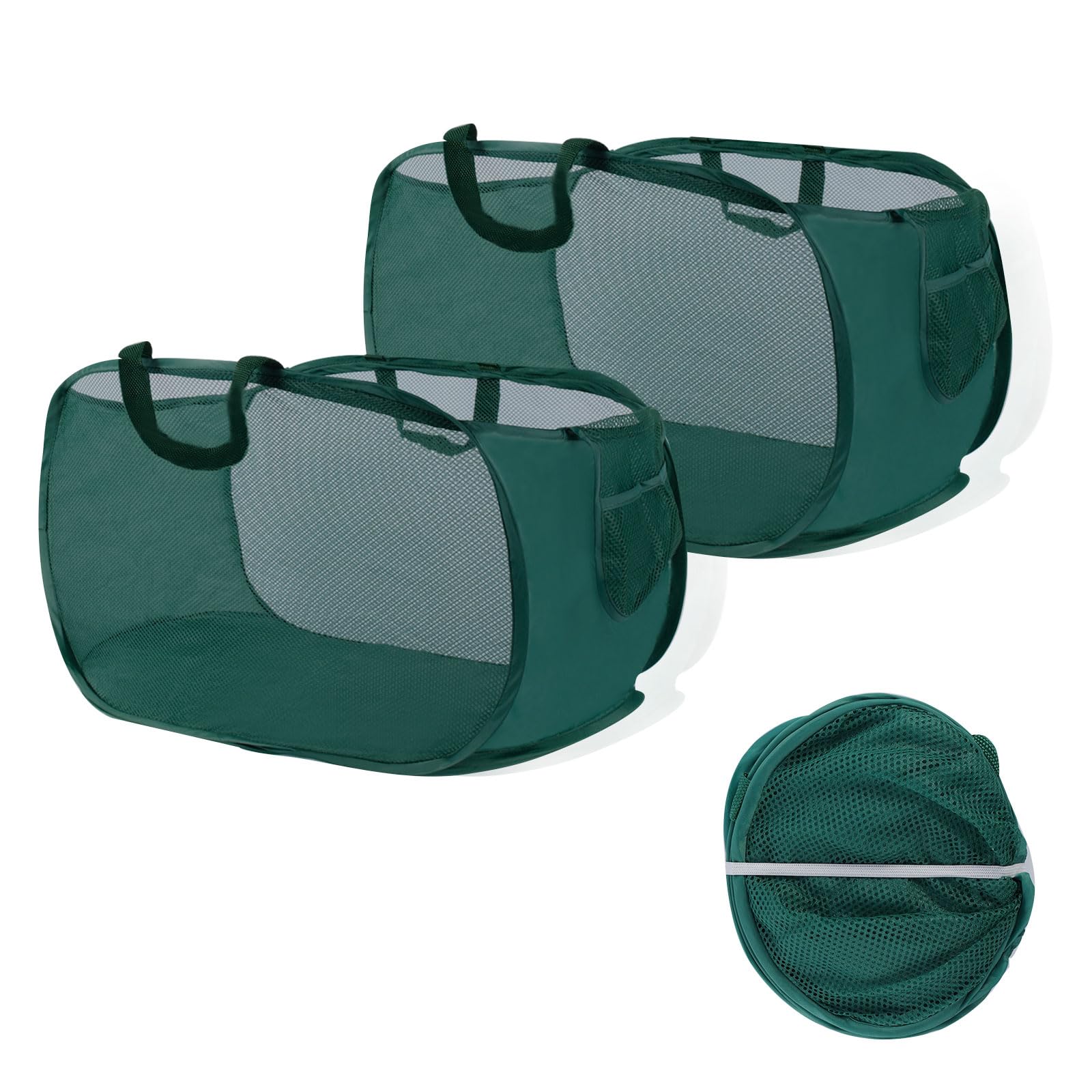 2 Stück Faltbarer Wäschekorb, 75L Pop up Wäschekorb Faltbar (36 x 36 x 58 cm) Wäschetonne Wäschekorbe klappbar mit Griff, Aufbewahrungskorb für Kinderzimmer Camping Und Reisen Grün Angebot bei HelloDeals