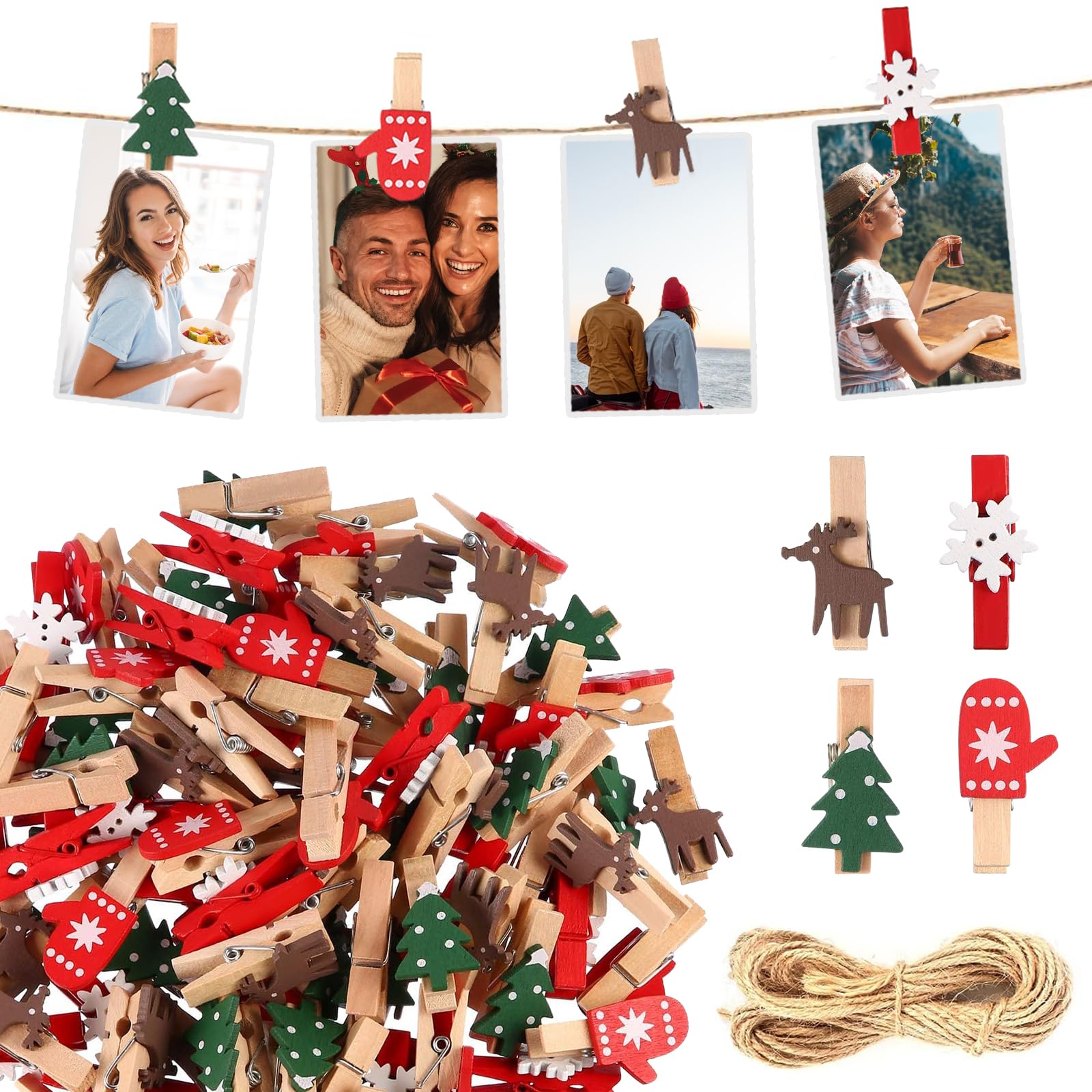 Holzklammern Weihnachten 50 Stück Weihnachten Mini Wäscheklammern Holzklammern Klein Kleine Wäscheklammern Holzklammern Wäscheklammern Weihnachten für DIY Fotos Klammern Dekoration usw Angebot bei HelloDeals