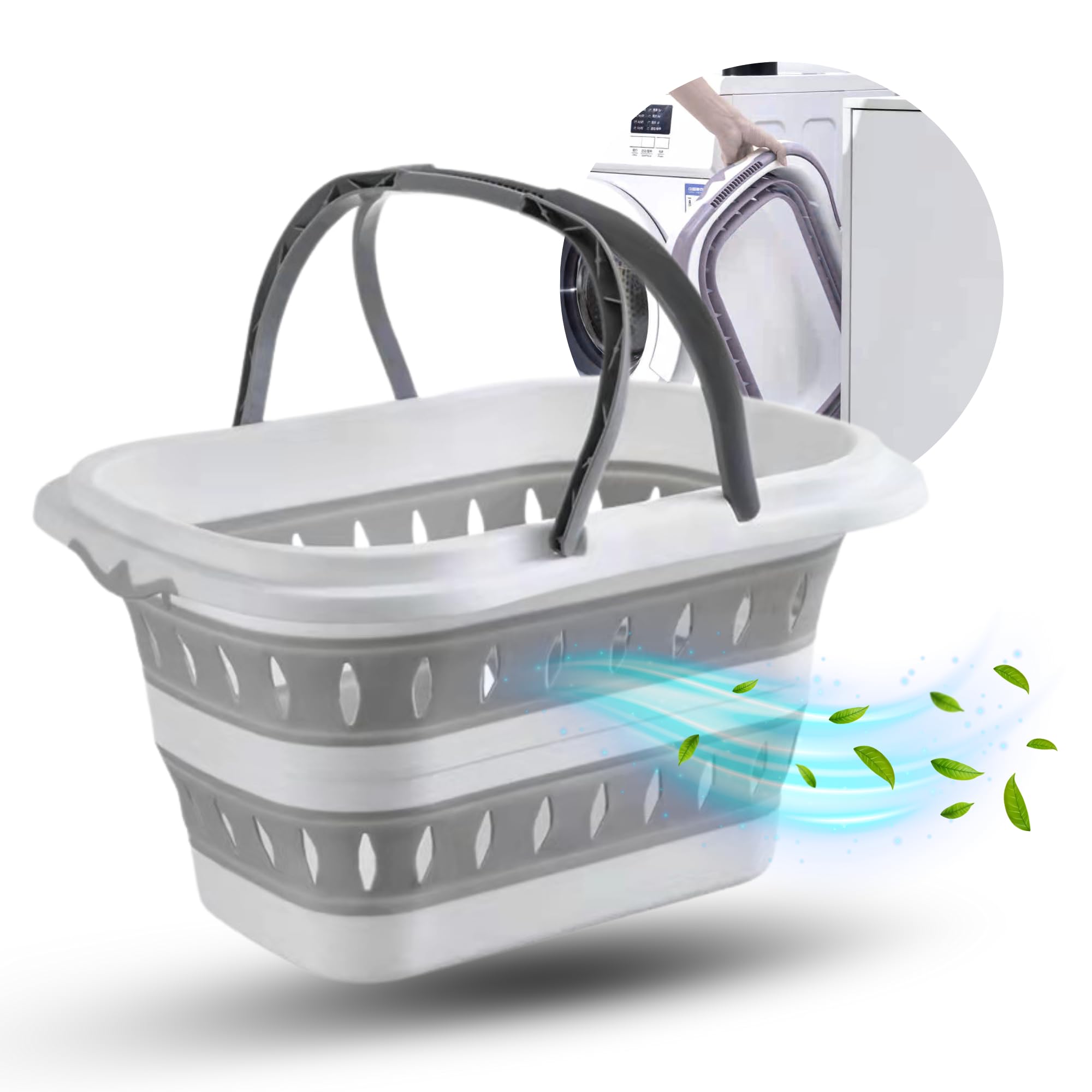 Suleno® Faltkorb mit Griff 28L - Wäschekorb faltbar - Platzsparender Aufbewahrungsbehälter - Einkaufskorb faltbar - tragbarer Picknickkorb - faltbare Einkaufstasche für Camping & Outdoor Angebot bei HelloDeals