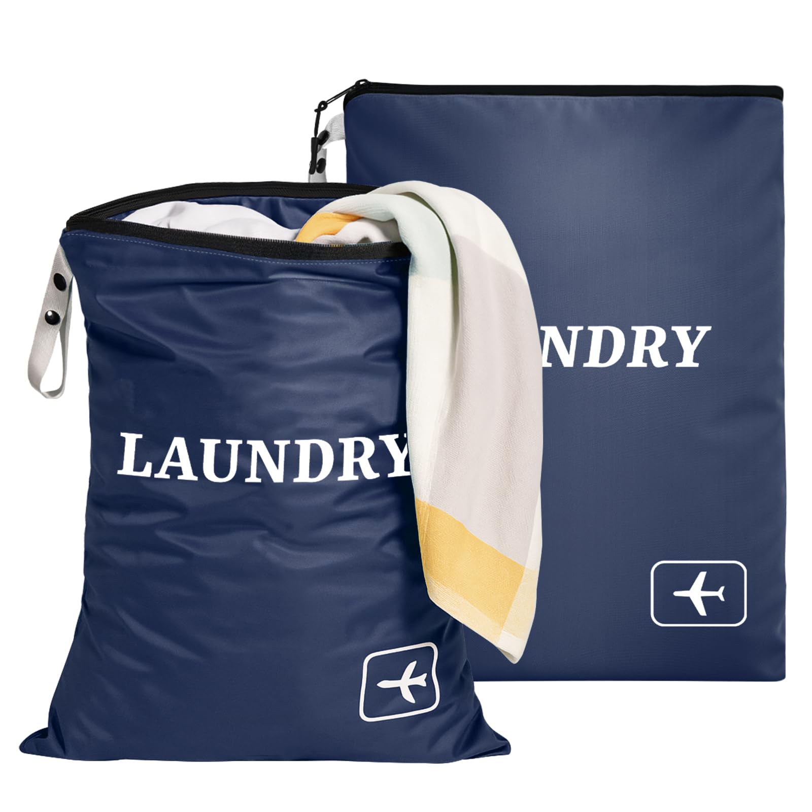 2 Stück Wäschesack Reise - Wasserdichte Wäschebeutel Reise mit Reißverschluss. Faltbare Schmutzwäschebeutel, Wiederverwendbare Wäschesack ideal für Reisen, Urlaub und Zuhause Dunkelblau Angebot bei HelloDeals