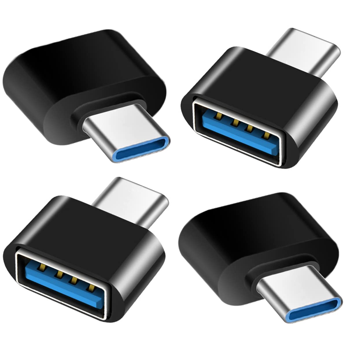 USB C auf USB Adapter 4 Stück, USB Typ C zu USB 3.0 OTG Adapter Kompatibel mit MacBook Pro, Samsung Galaxy, Typ-C Handy, Tablets und Mehr (Schwarz) Angebot bei HelloDeals